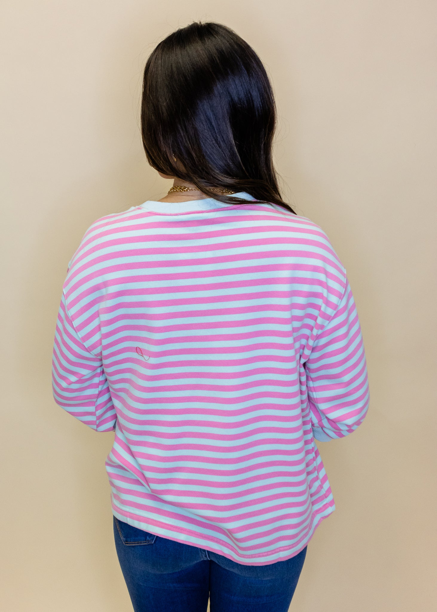 Pink Stripe 3/4 Sleeve Top