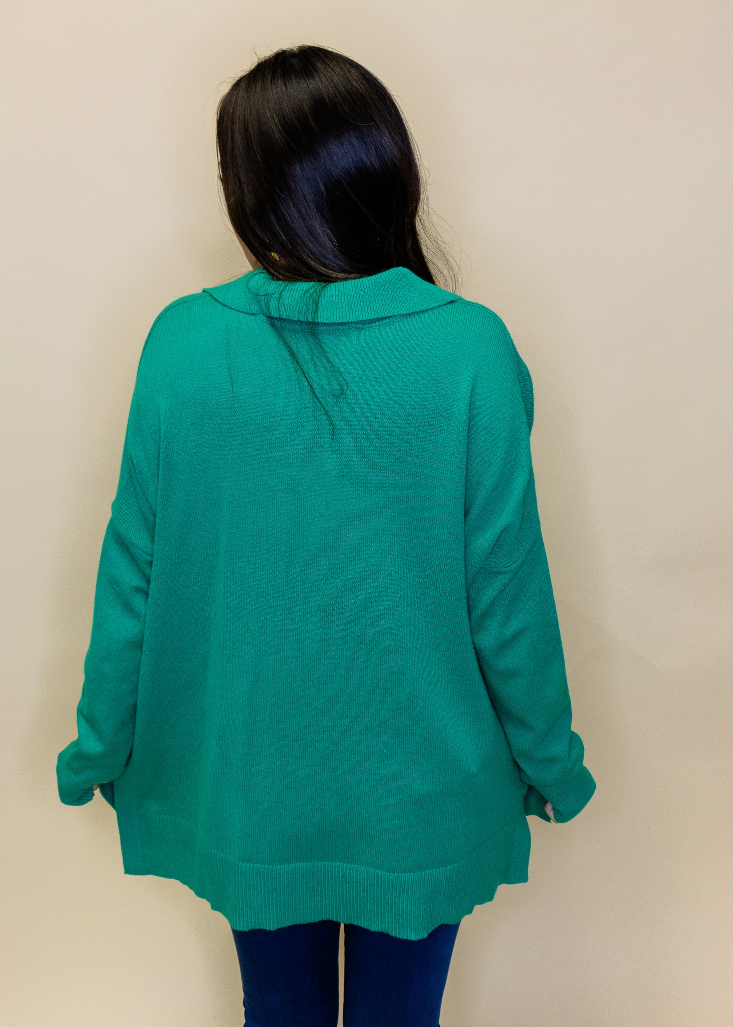 Kelly Green V-Neck Sweater