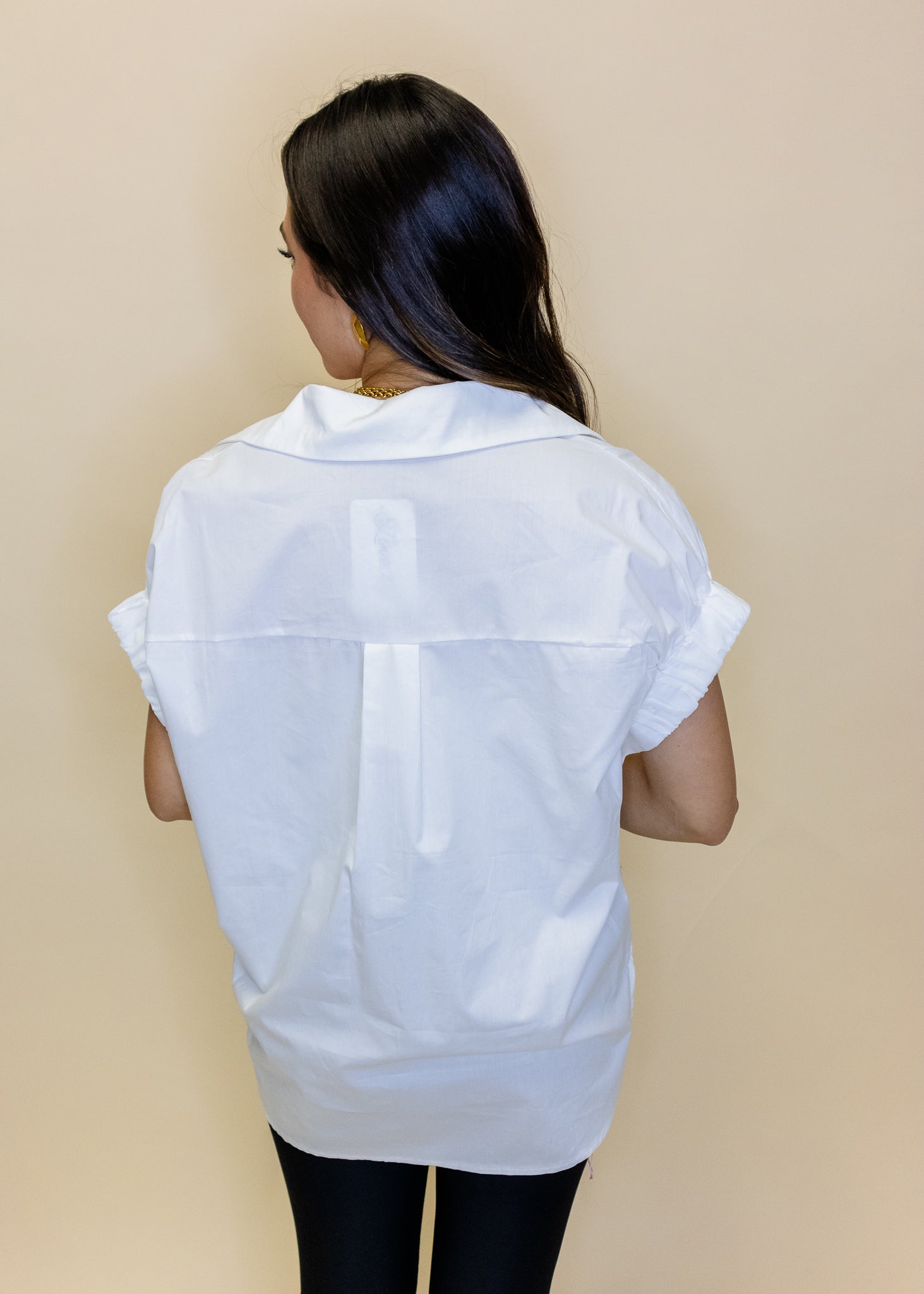 White Poplin Rhinestone Top