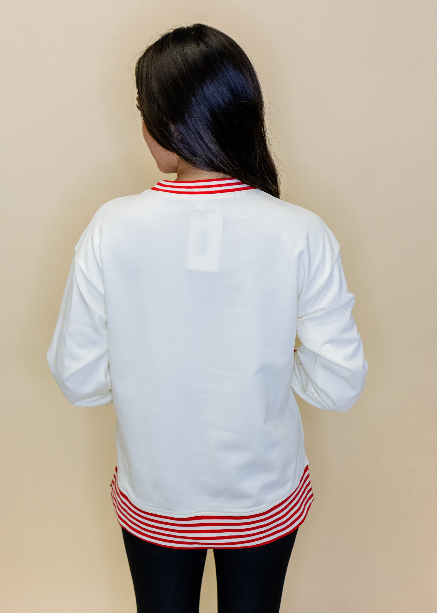 White Teddy Bear Stripe Sweatshirt