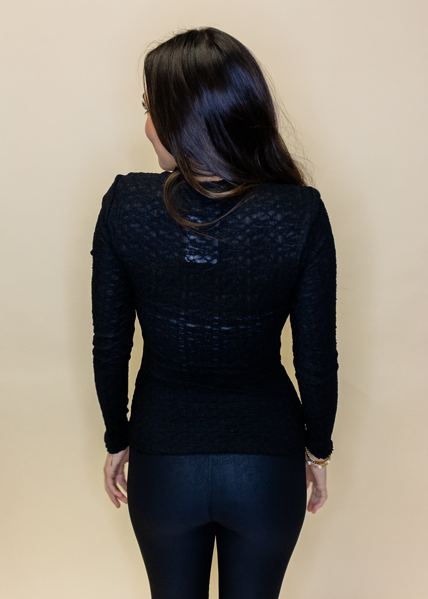 Black Lace Long Sleeve Top
