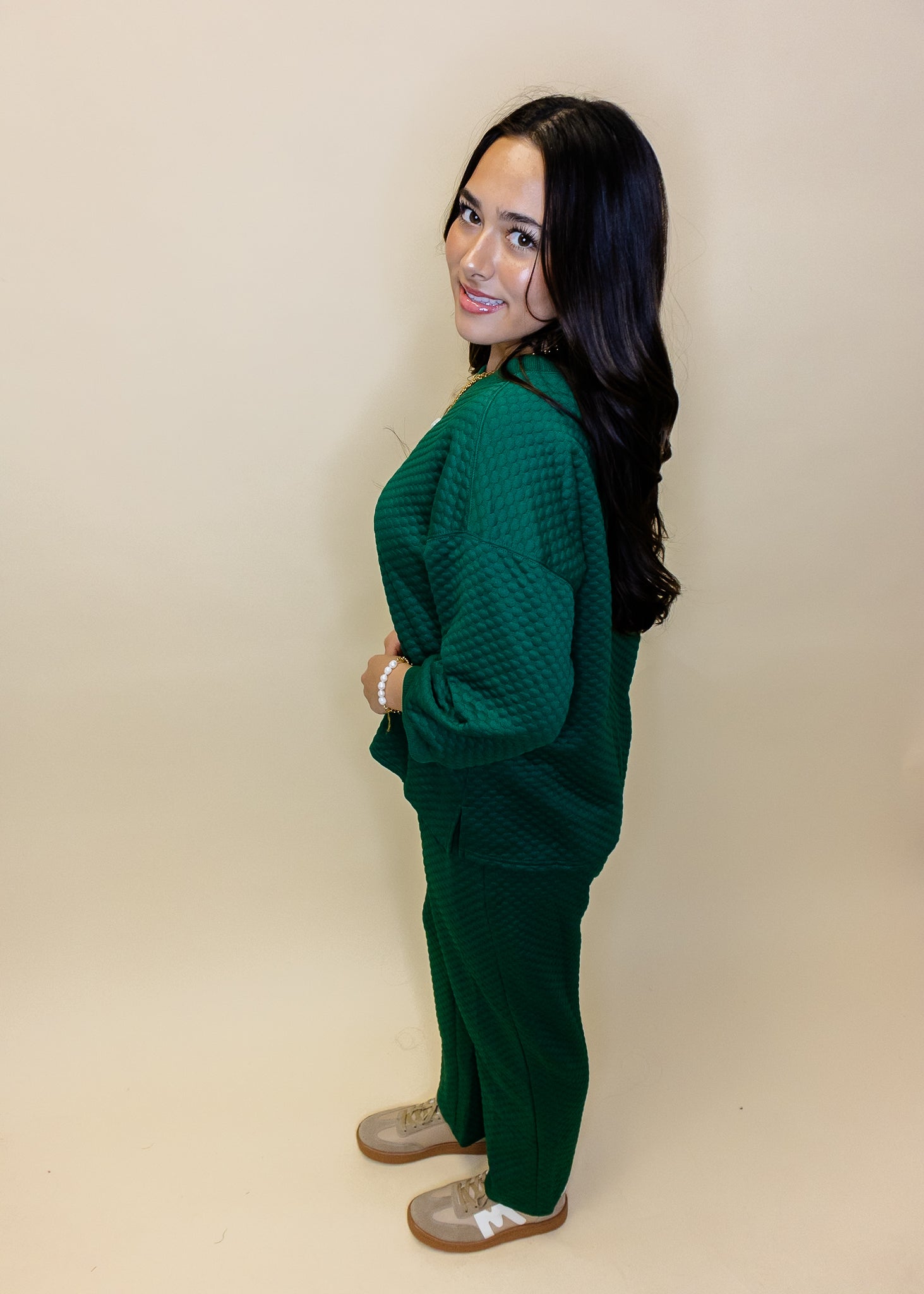 Hunter Green Embossed Pants Set