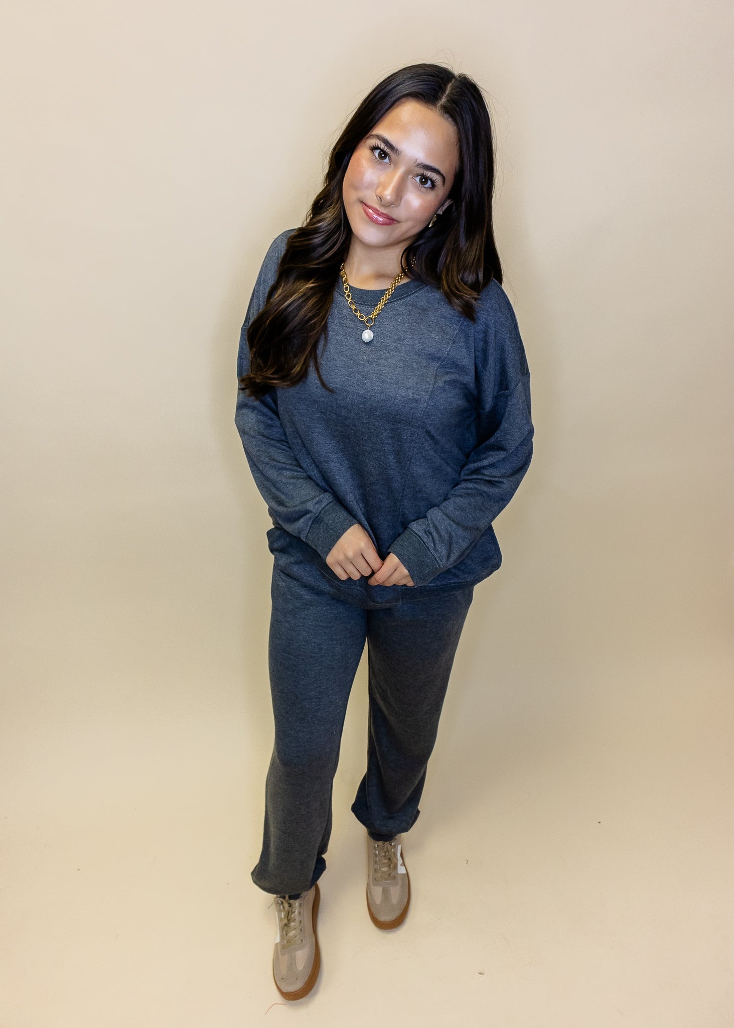 Gray Sweatshirt Pants Set