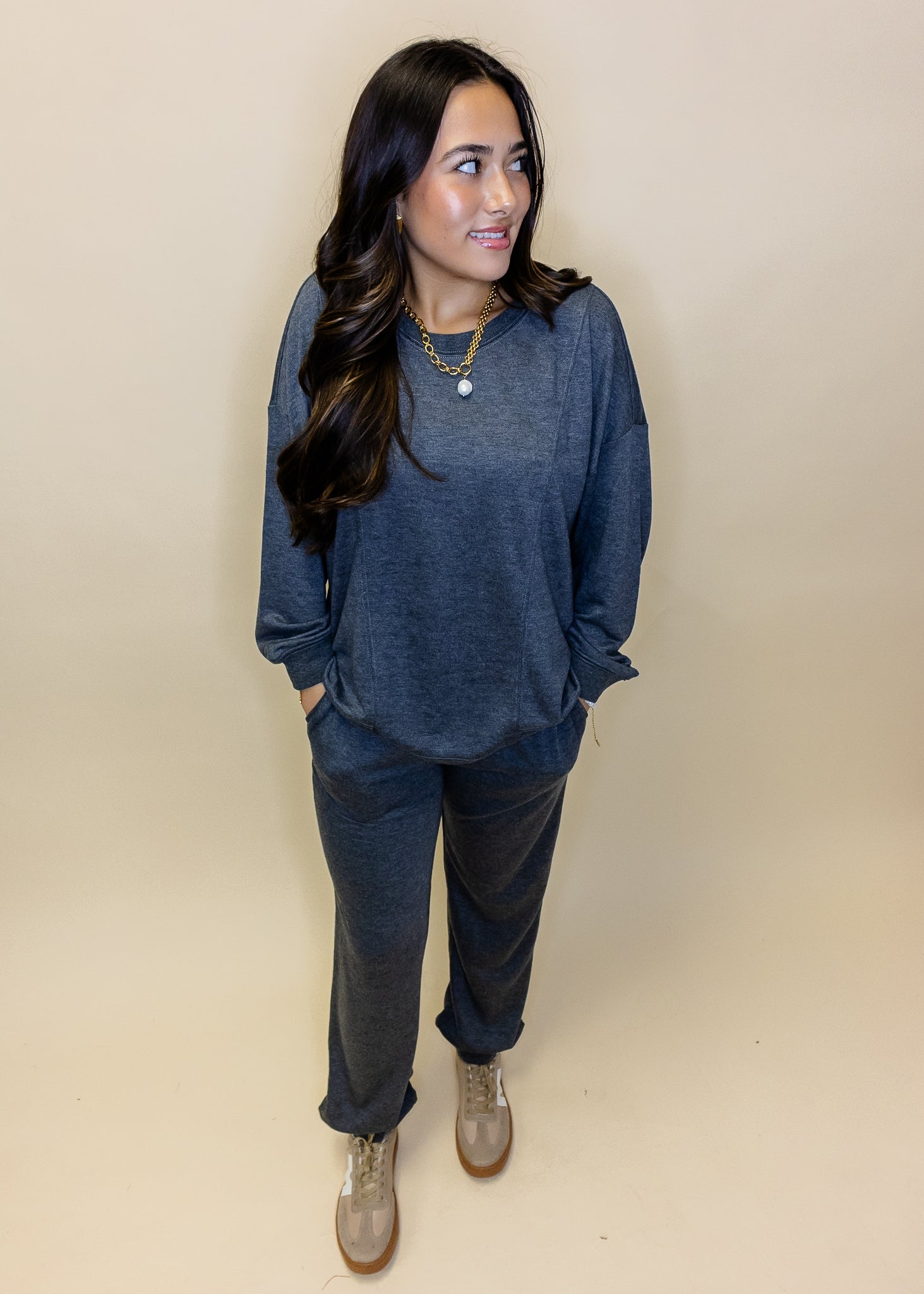 Gray Sweatshirt Pants Set