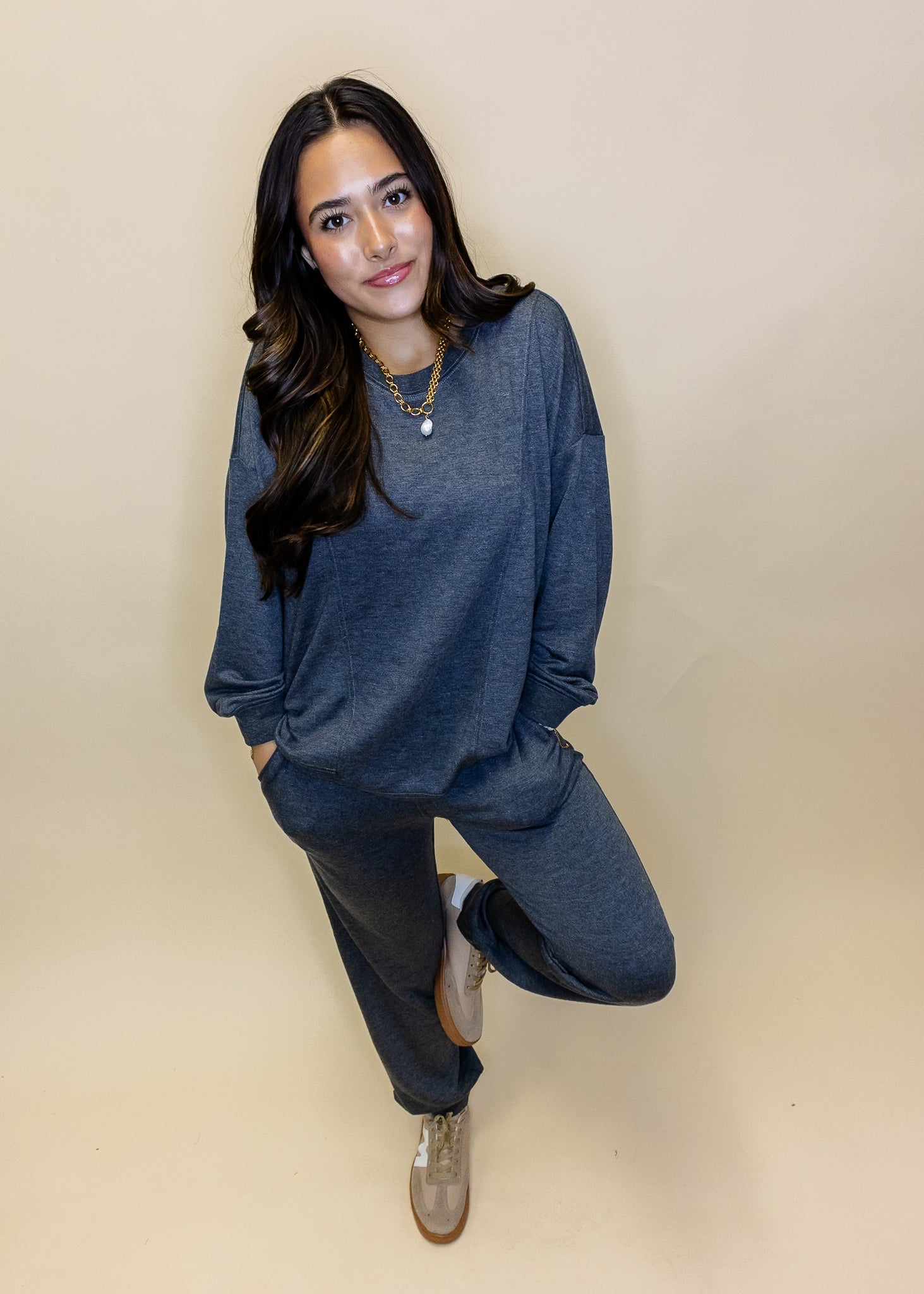 Gray Sweatshirt Pants Set