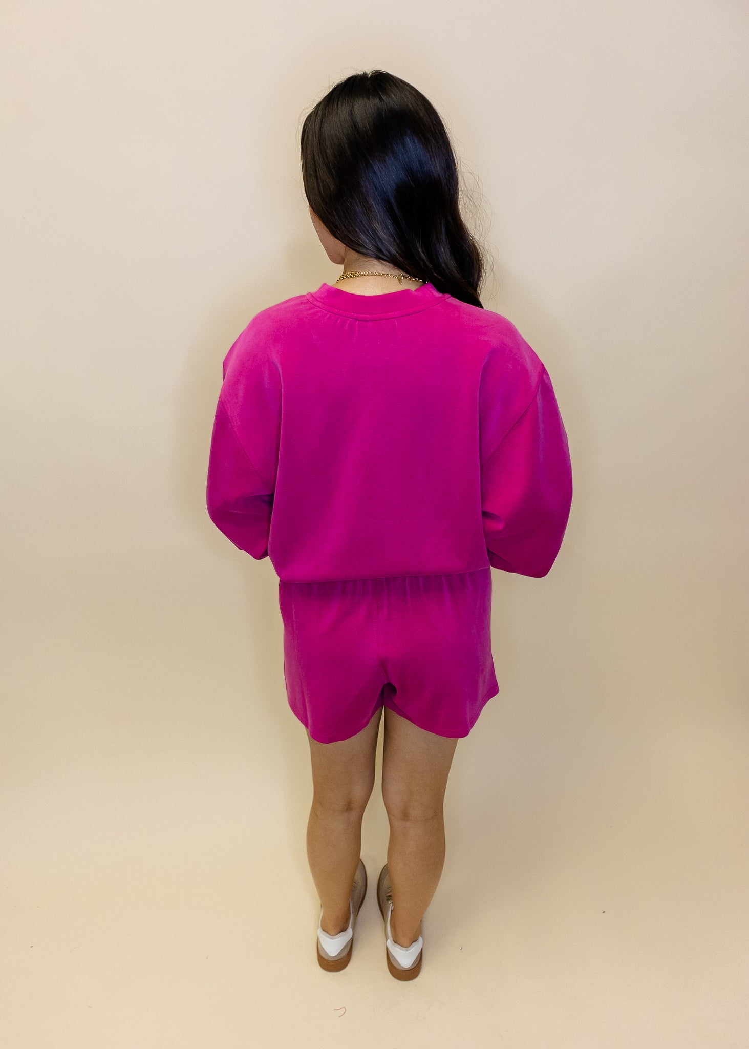 Fuchsia Sweatshirt Shorts Set