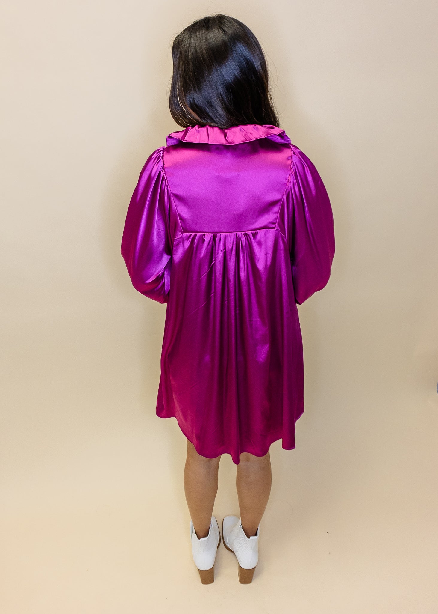 Savannah Magenta Collar Dress