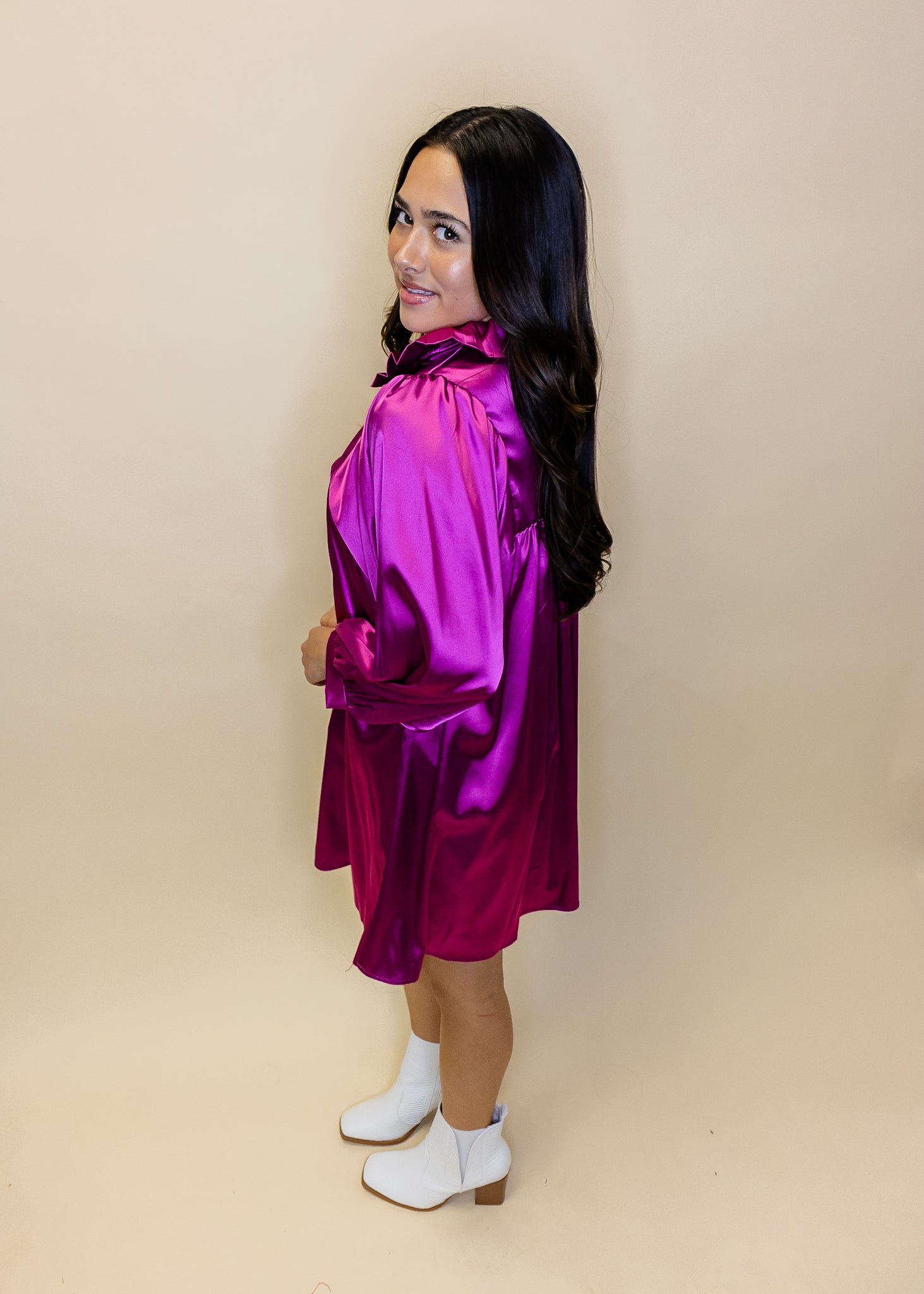 Savannah Magenta Collar Dress