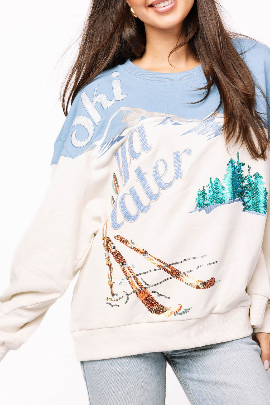 Blue & White 'Ski Ya Later' Sweatshirt