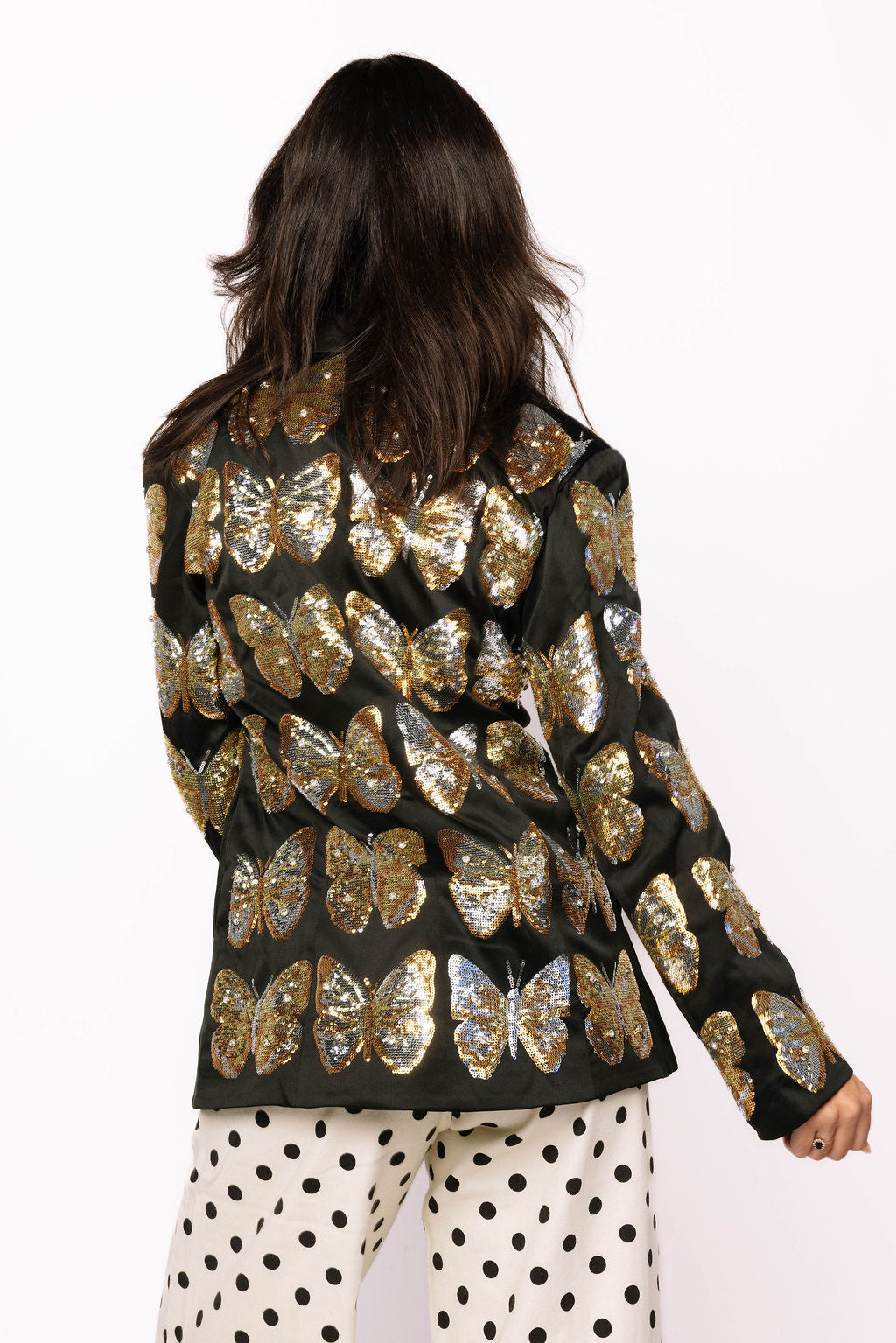 Black & Gold Sequin Butterfly Blazer