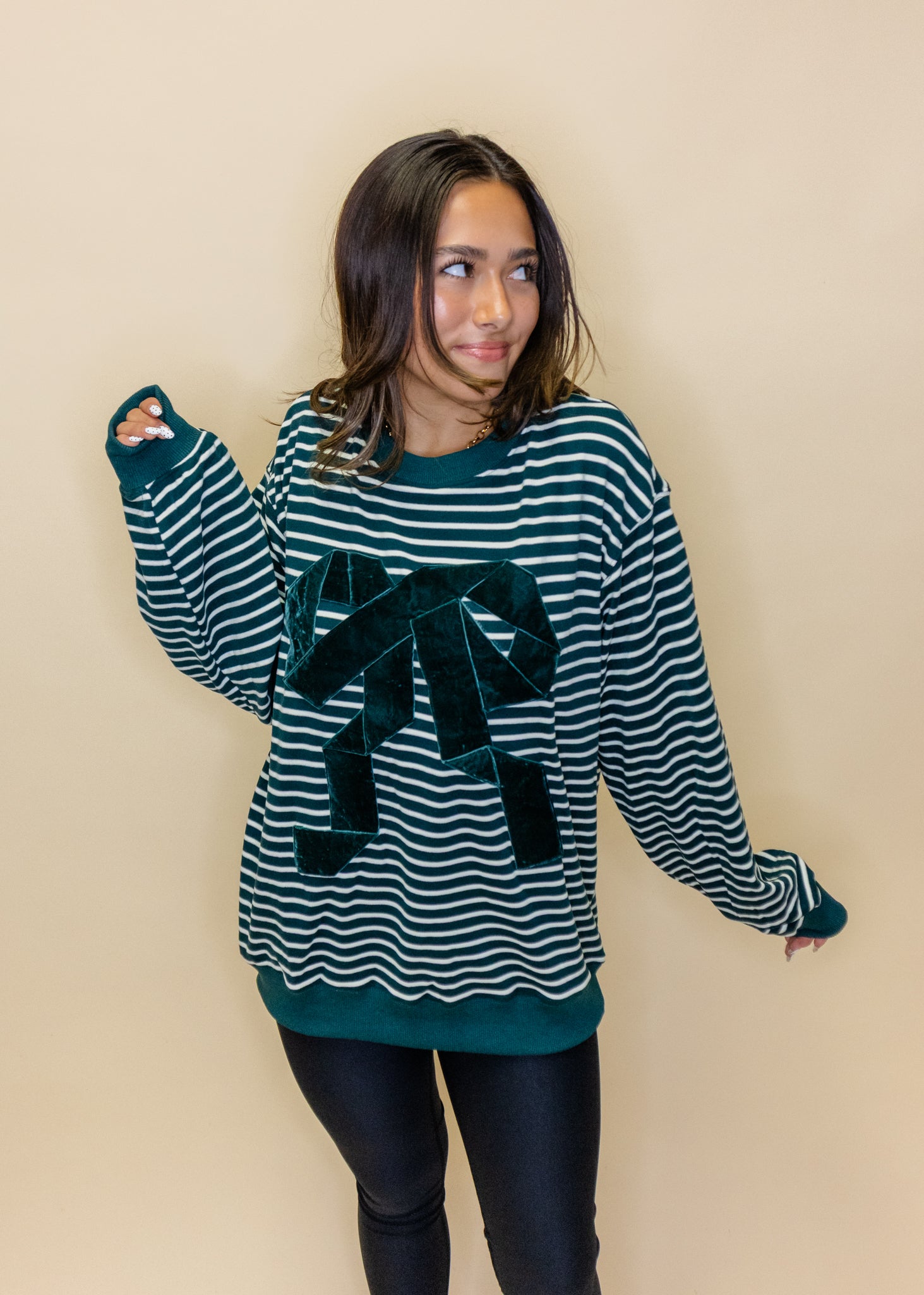 Hunter Green Velvet Bow Top