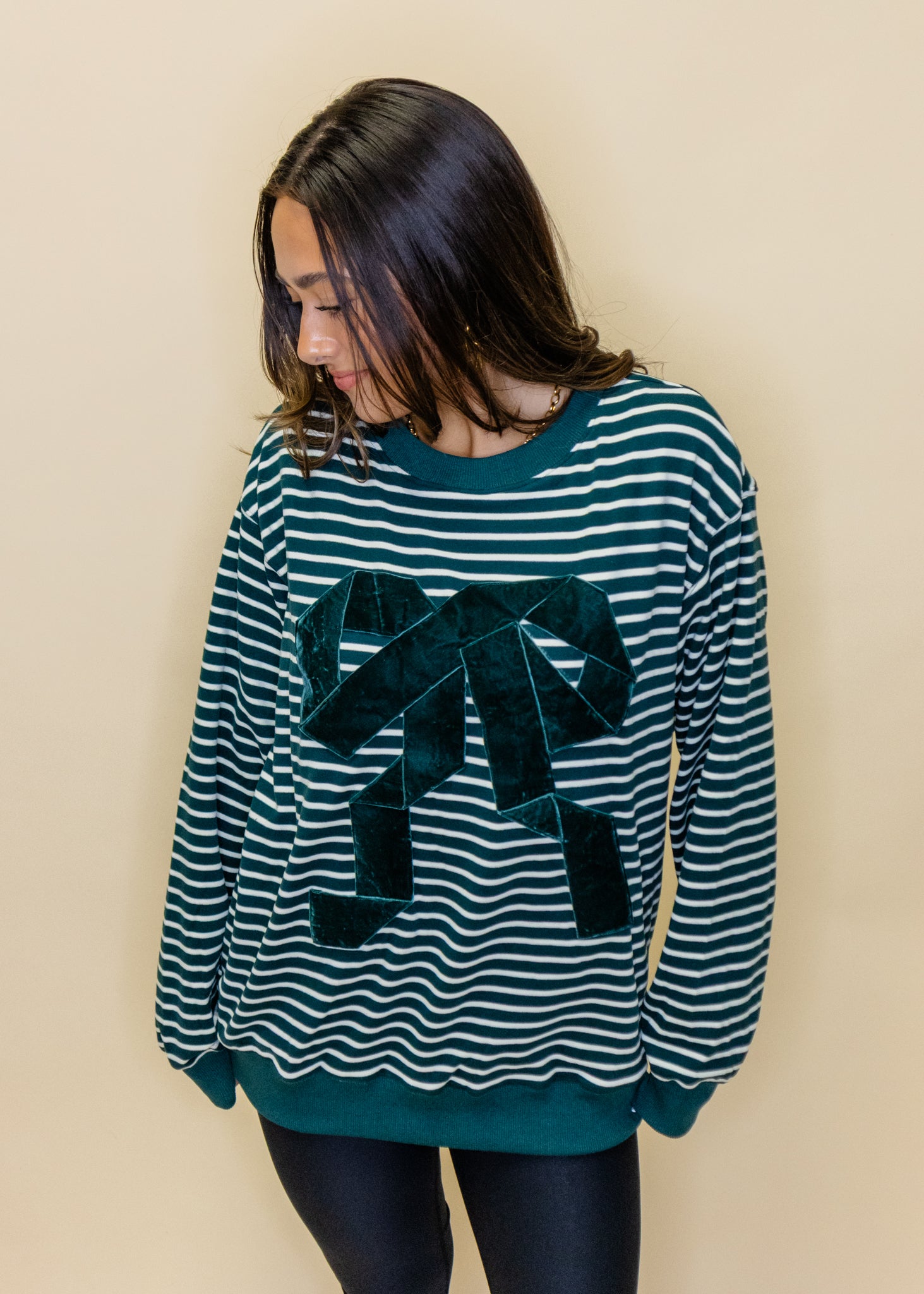 Hunter Green Velvet Bow Top