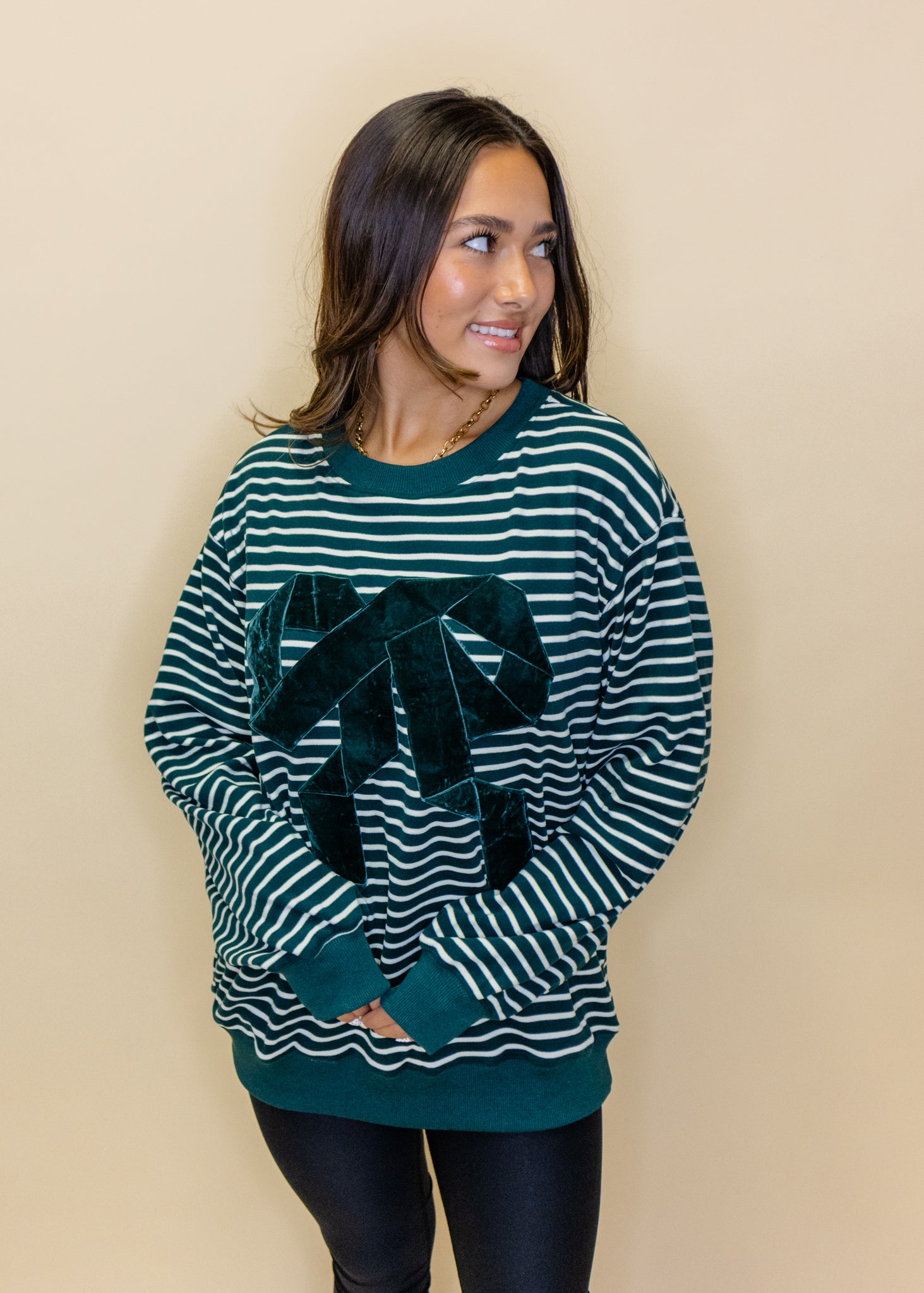 Hunter Green Velvet Bow Top