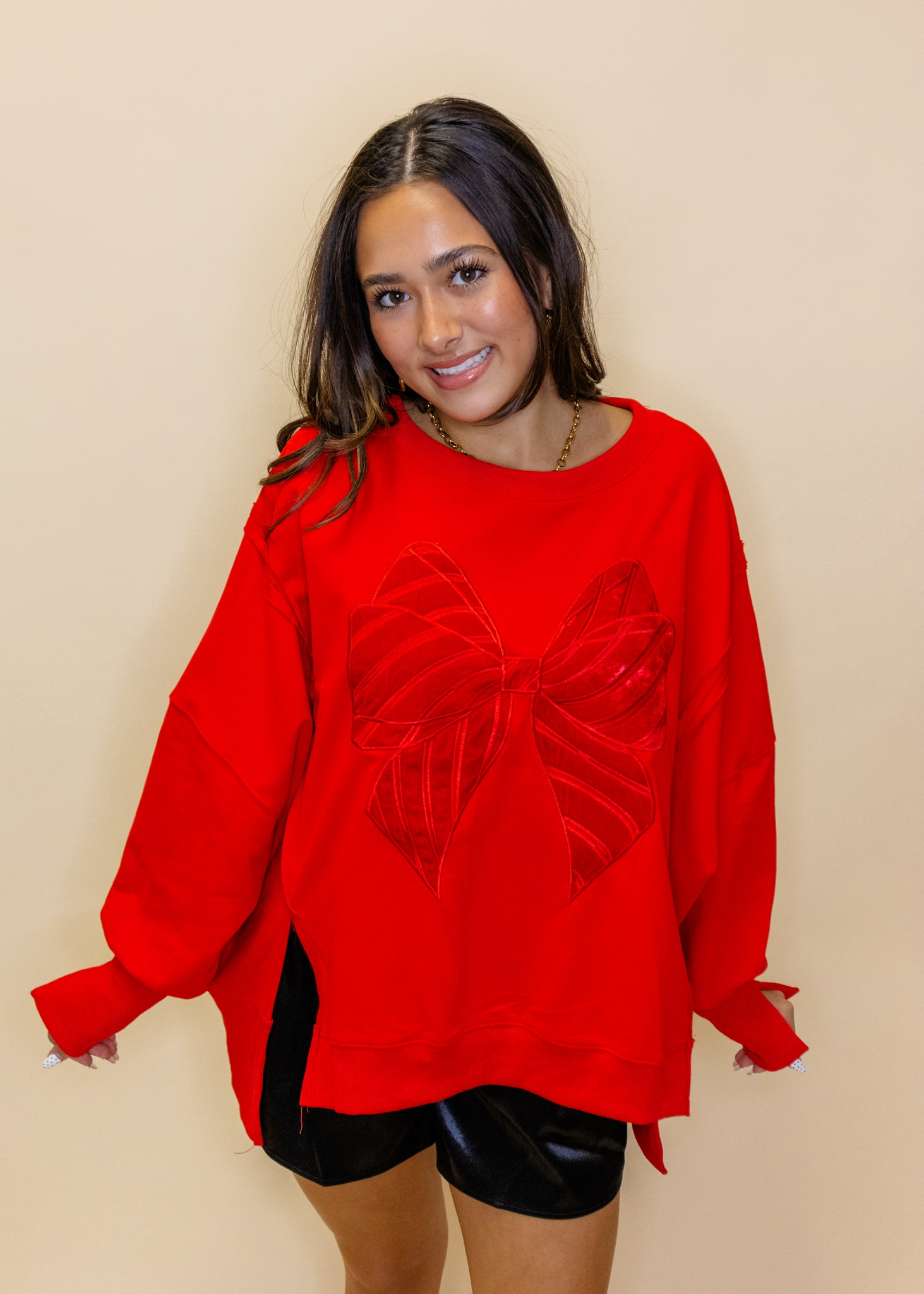 Red Velvet Bow Sweatshirt