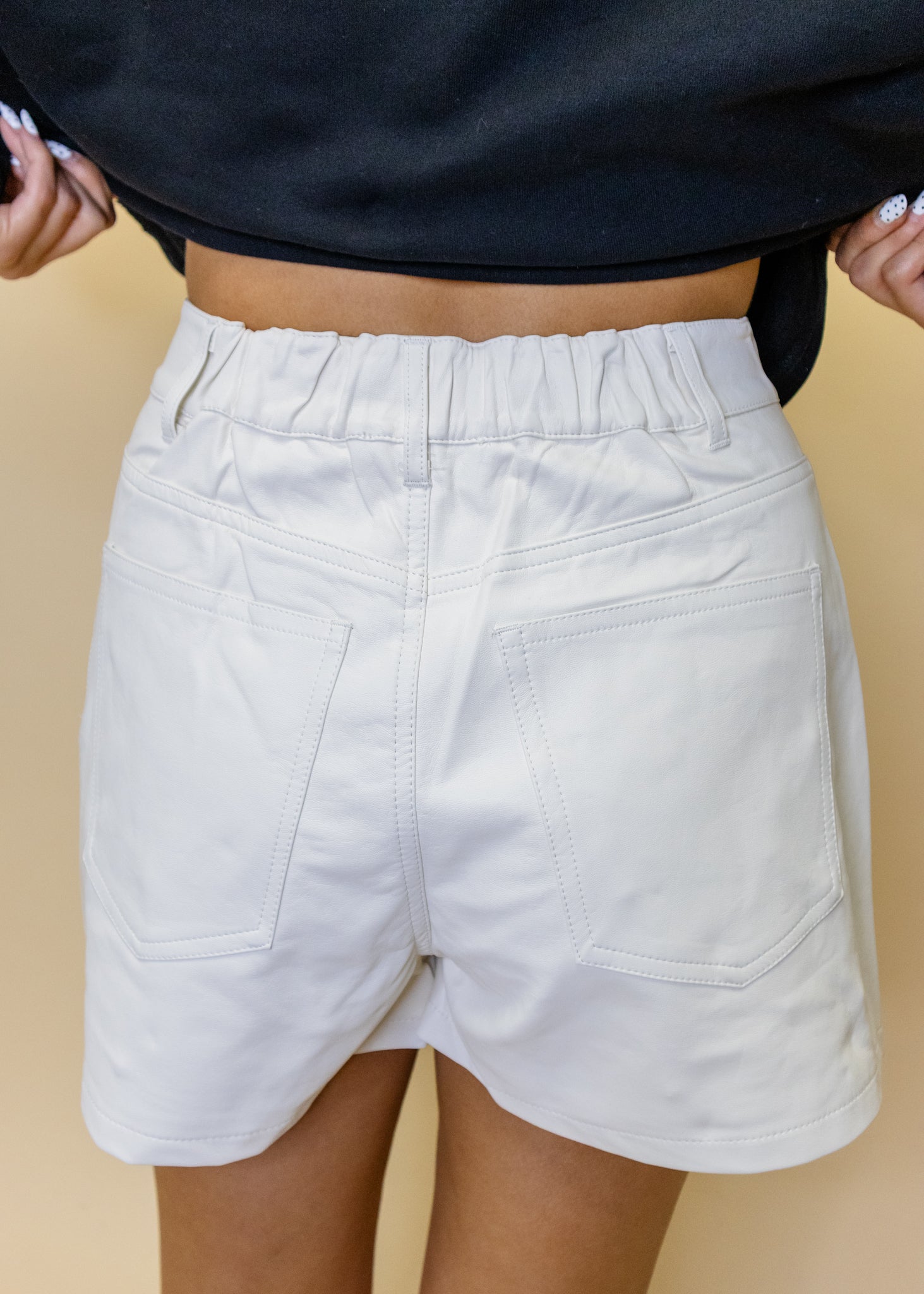 White Pearl Leather Shorts