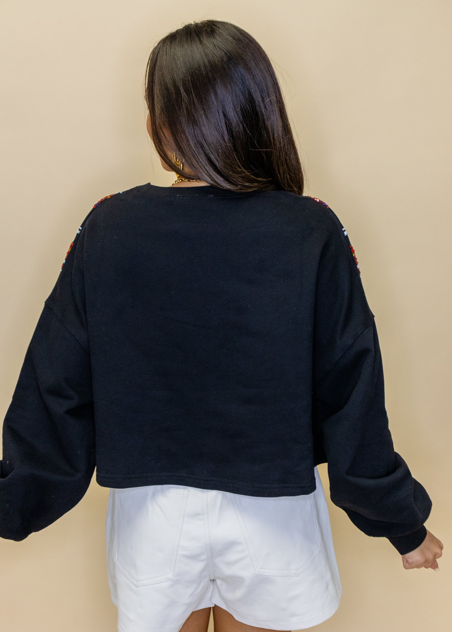 Black Sequin Ornament Sweatshirt