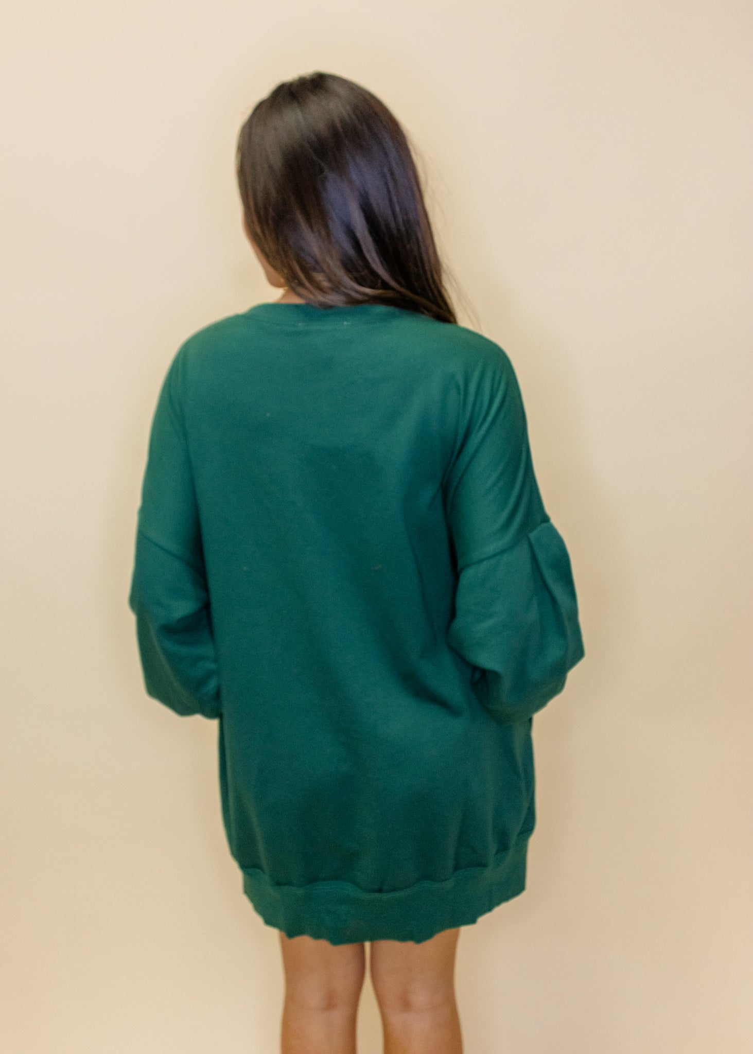 Green Sequin Poinsettia Sweater Dress