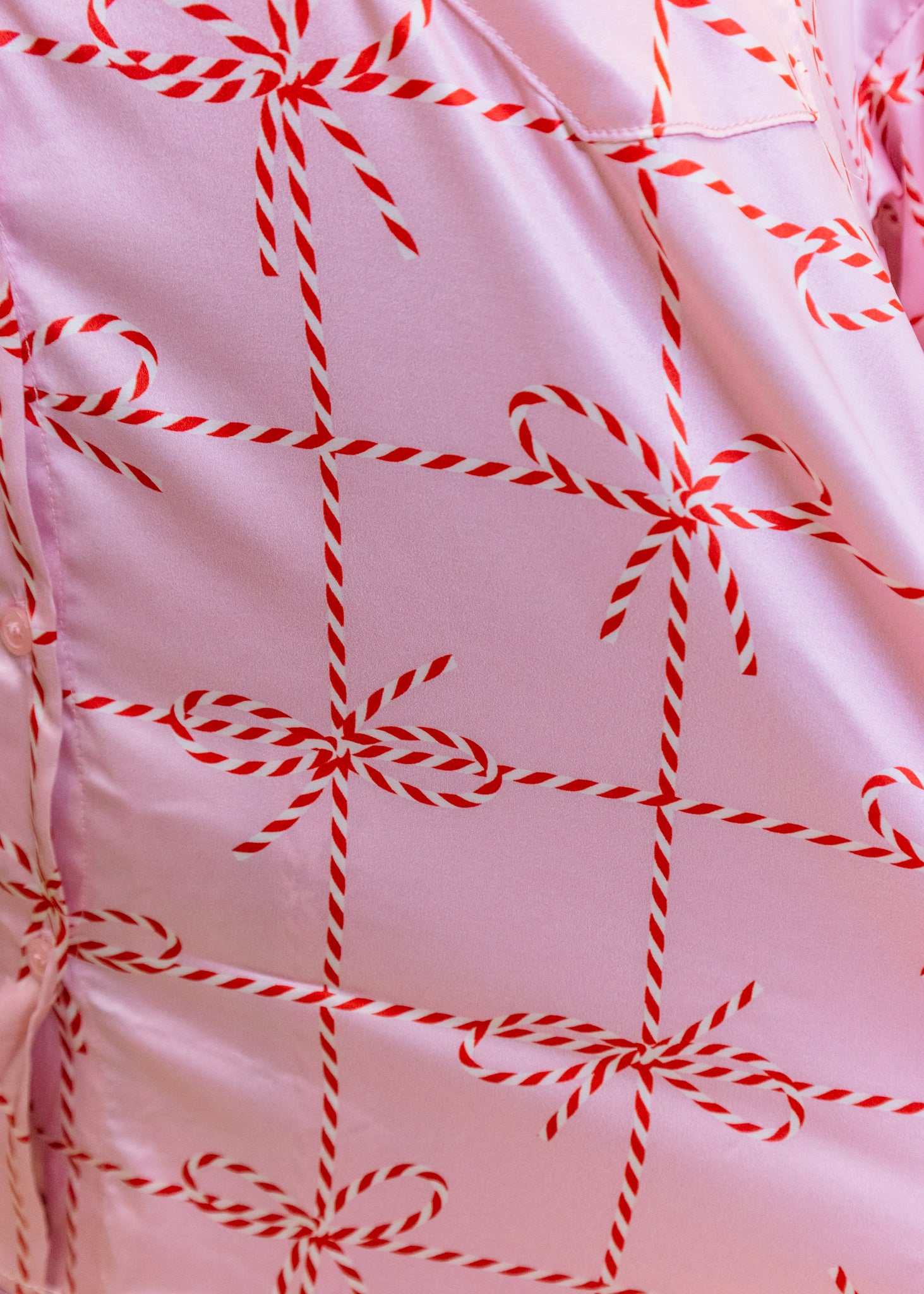 Pink Satin Stripe Bow Pajamas