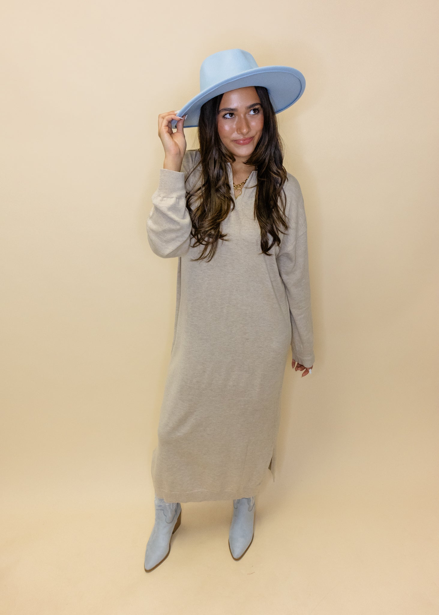 Taupe Midi Sweater Dress