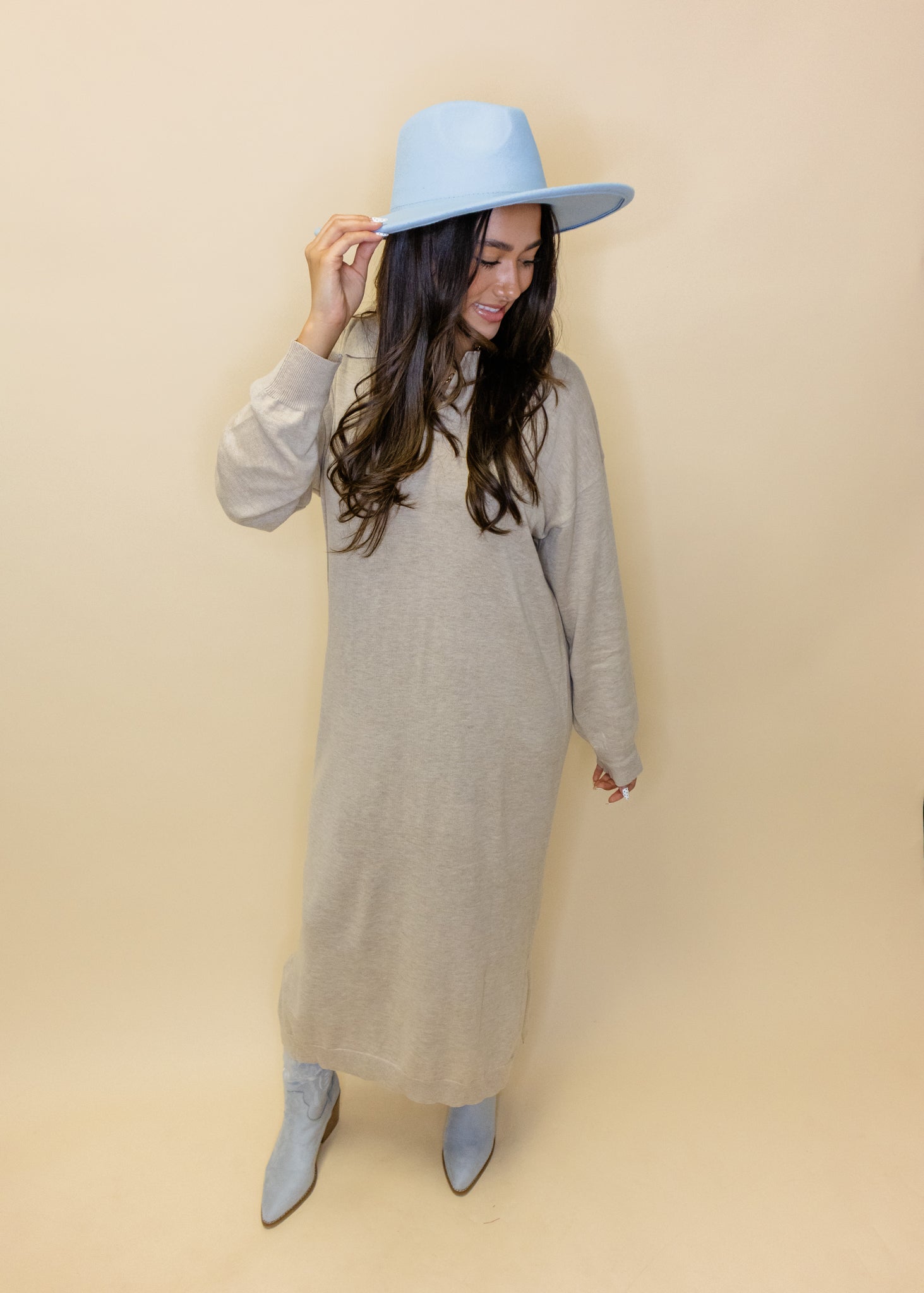 Taupe Midi Sweater Dress