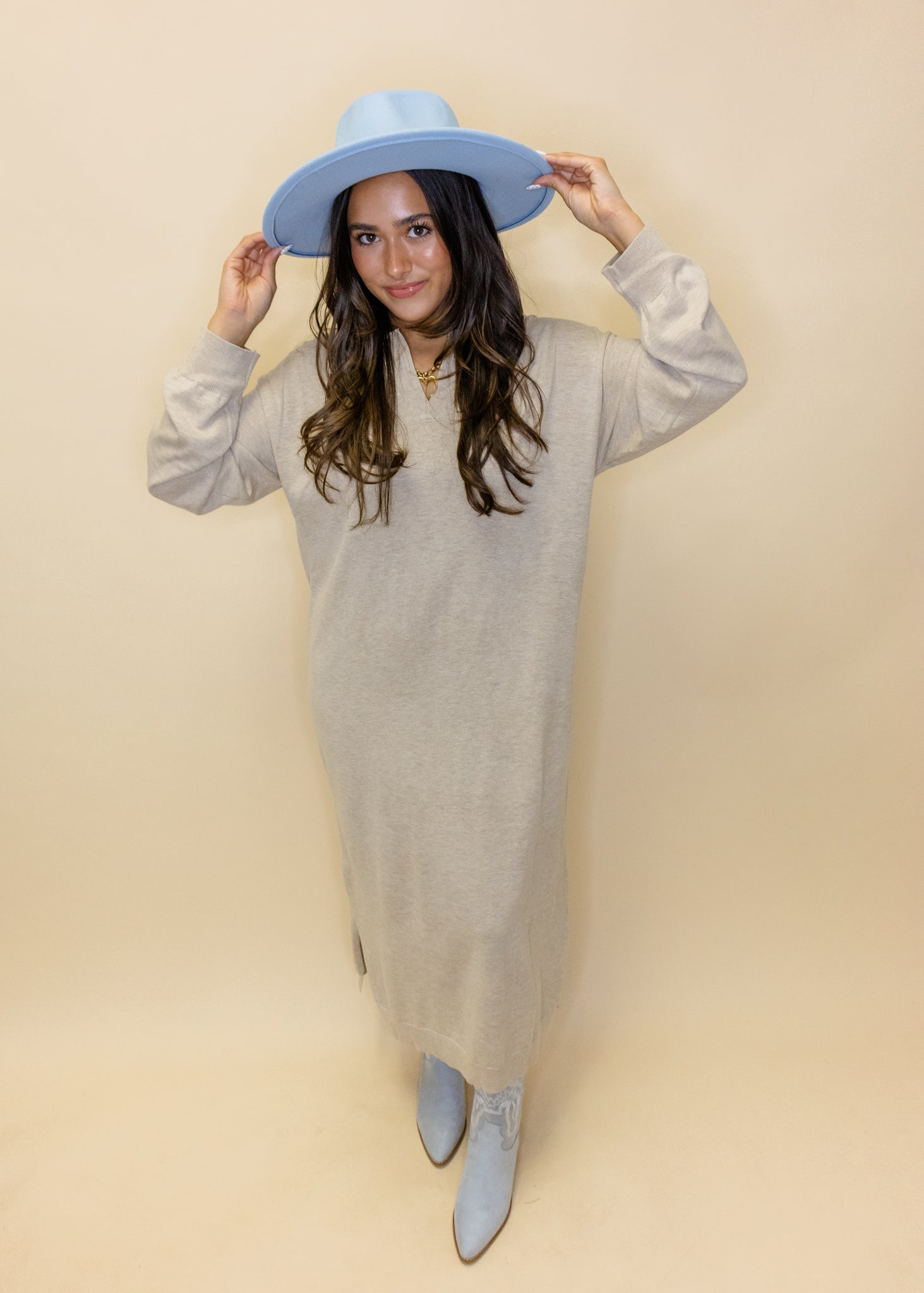 Taupe Midi Sweater Dress