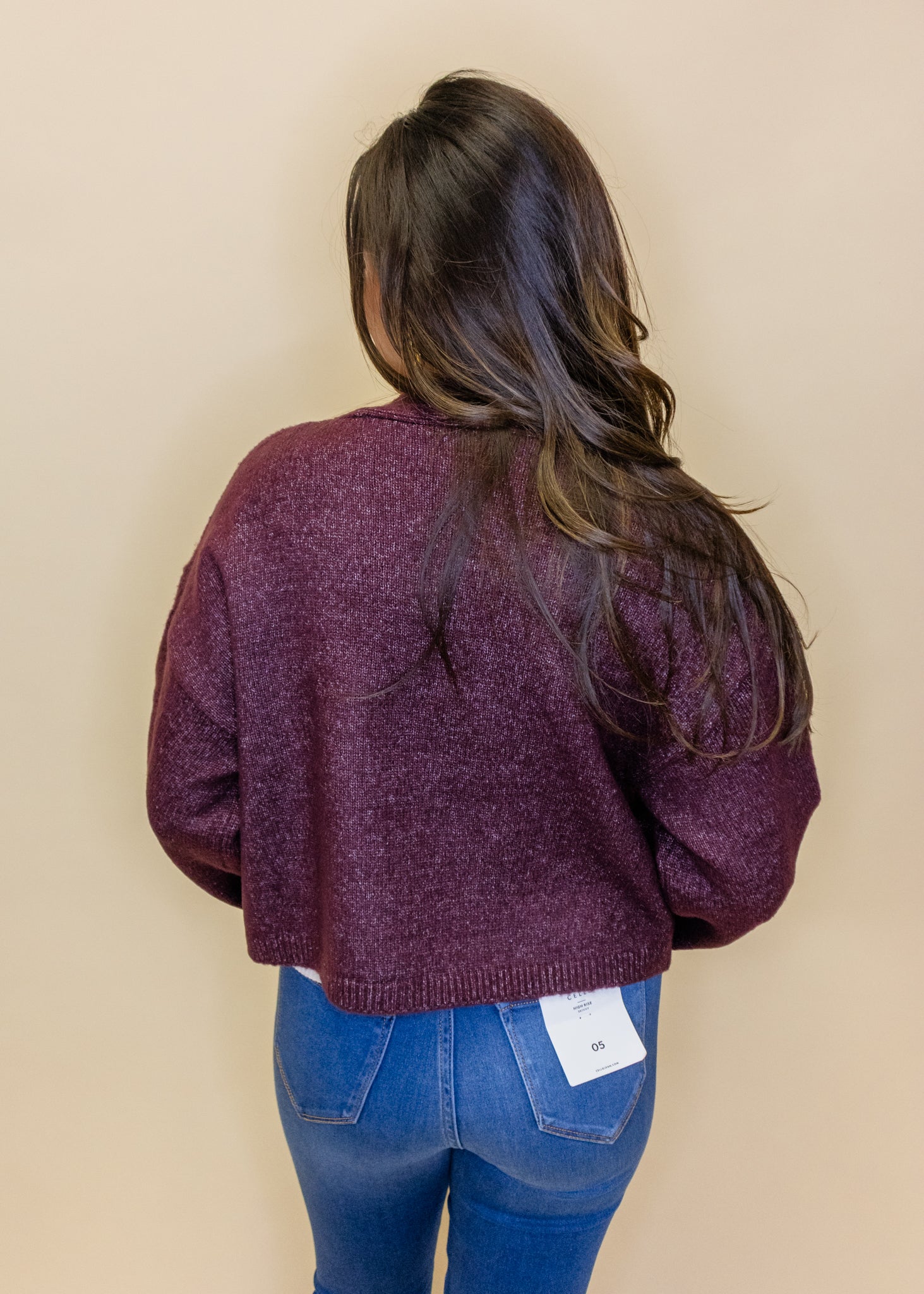 Burgundy Crop Open Cardigan