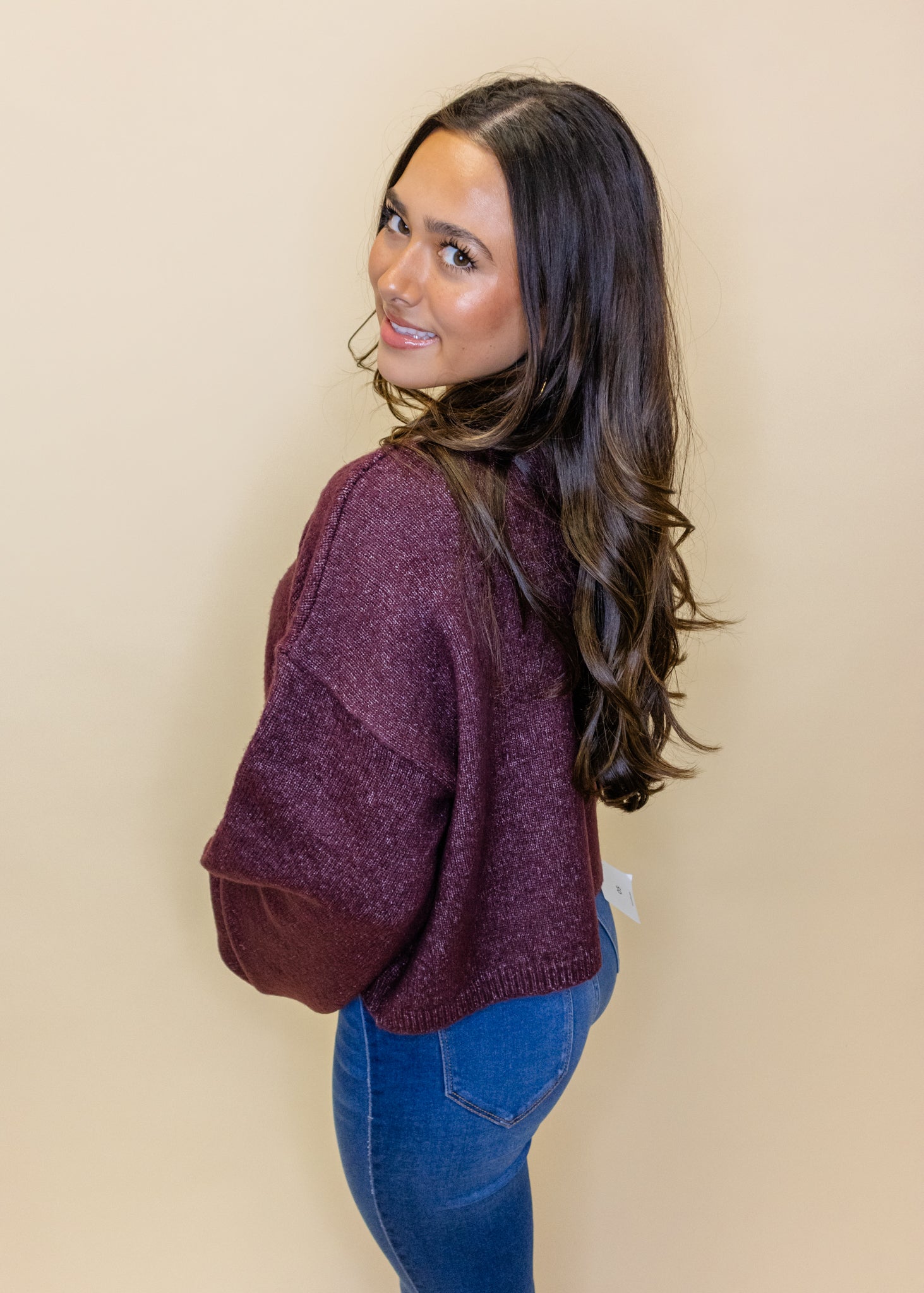 Burgundy Crop Open Cardigan