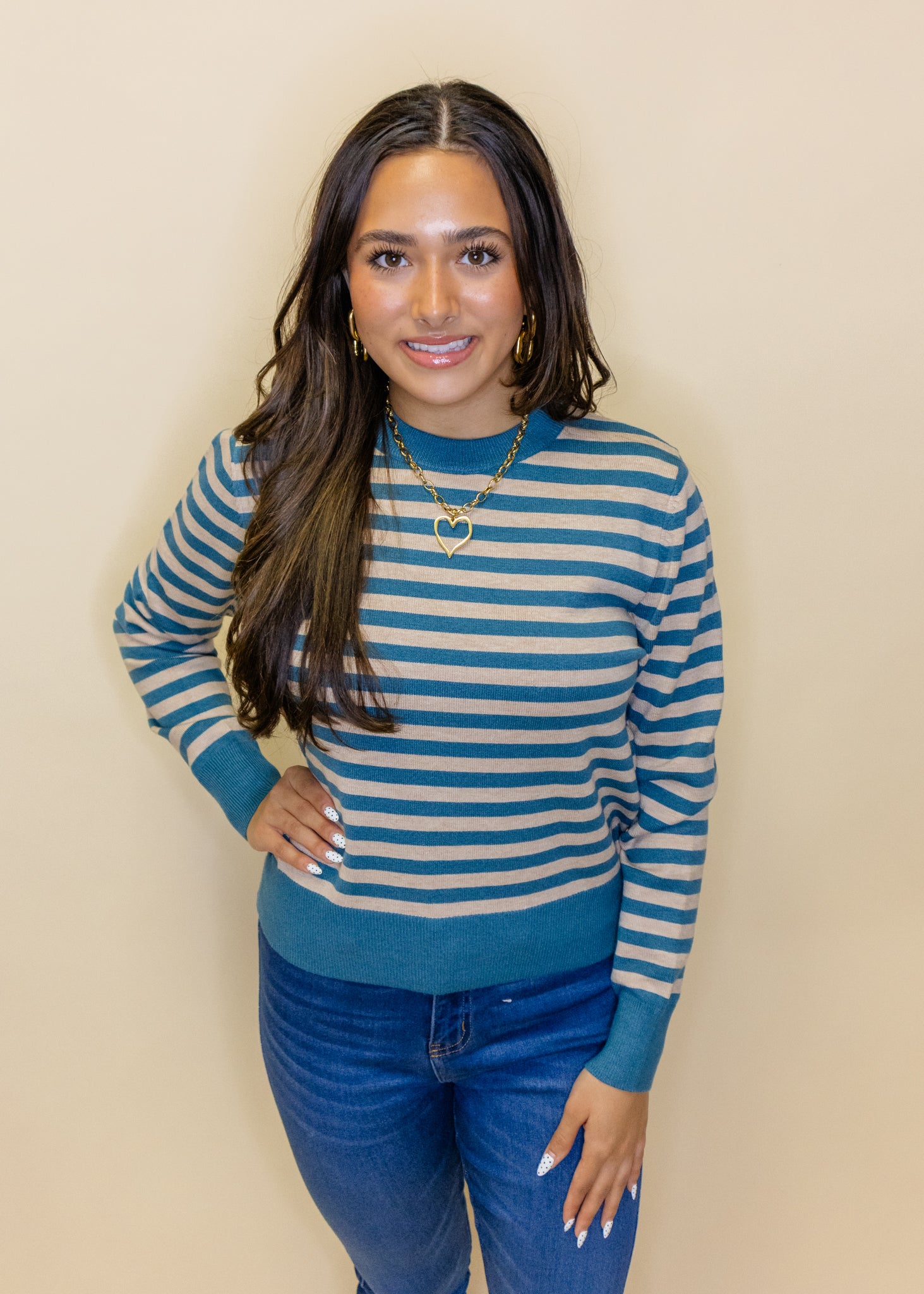 Horizontal Stripe Cropped Sweater
