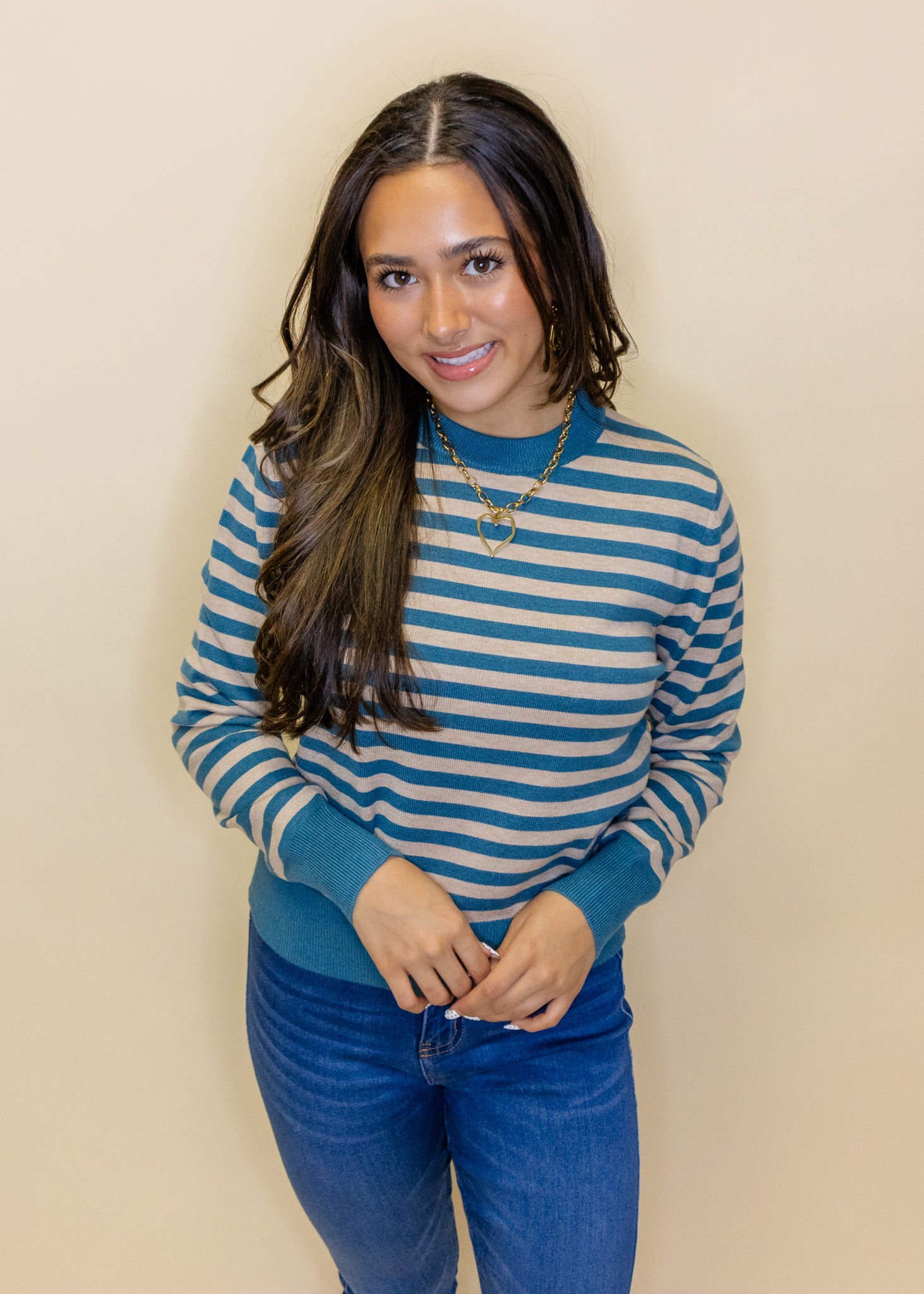 Horizontal Stripe Cropped Sweater