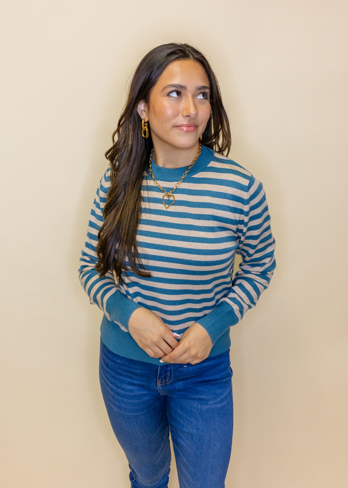 Horizontal Stripe Cropped Sweater
