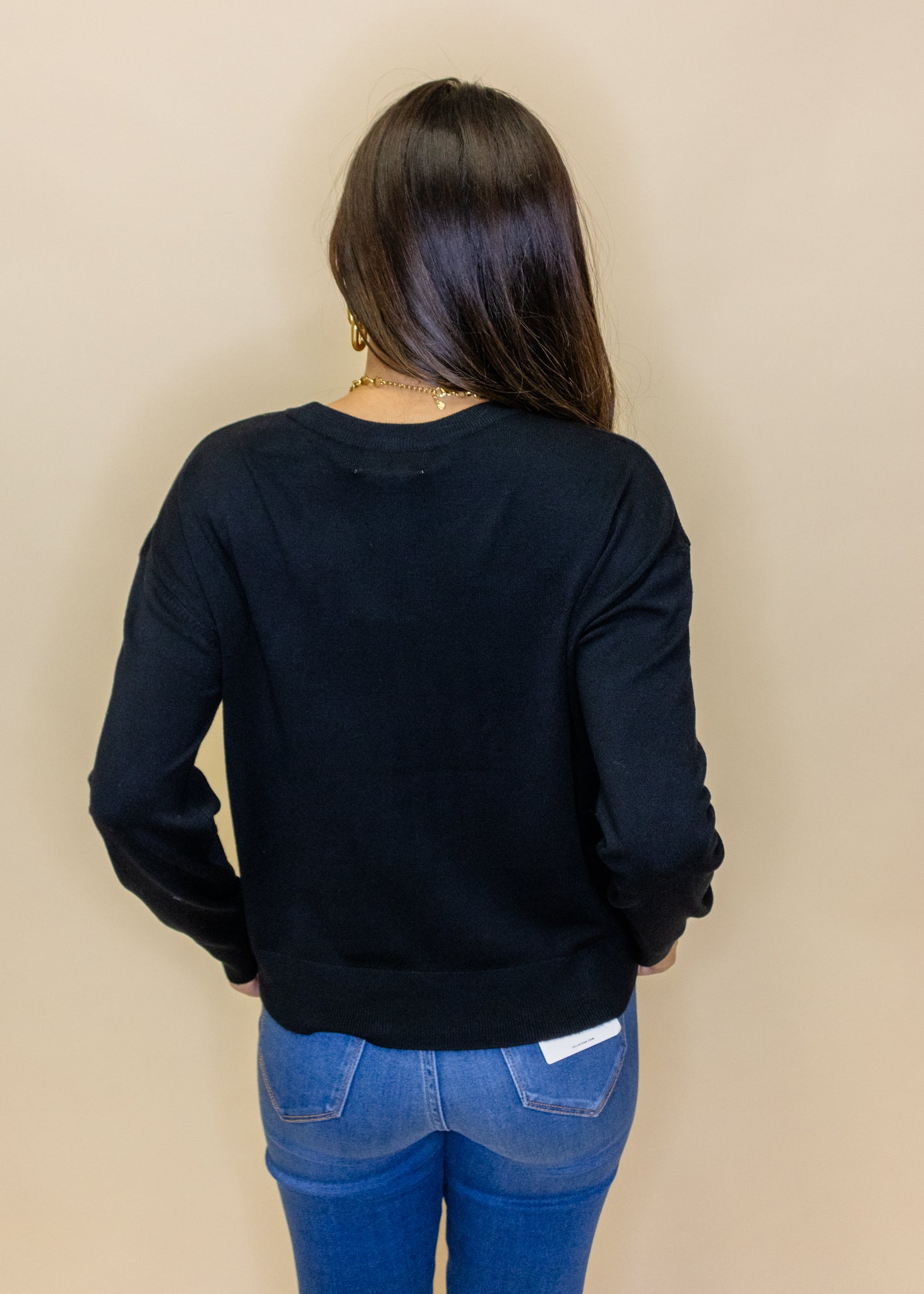 Black Drop Shoulder Sweater