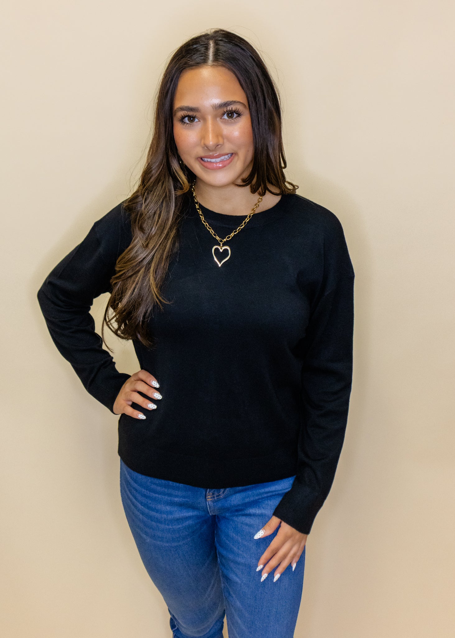 Black Drop Shoulder Sweater