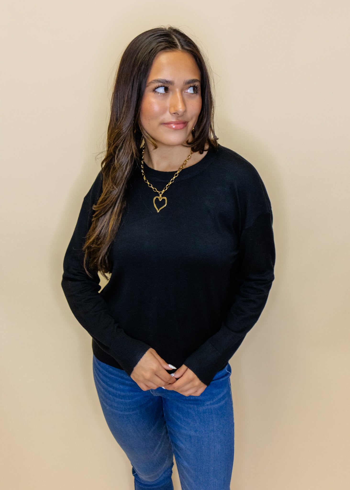 Black Drop Shoulder Sweater