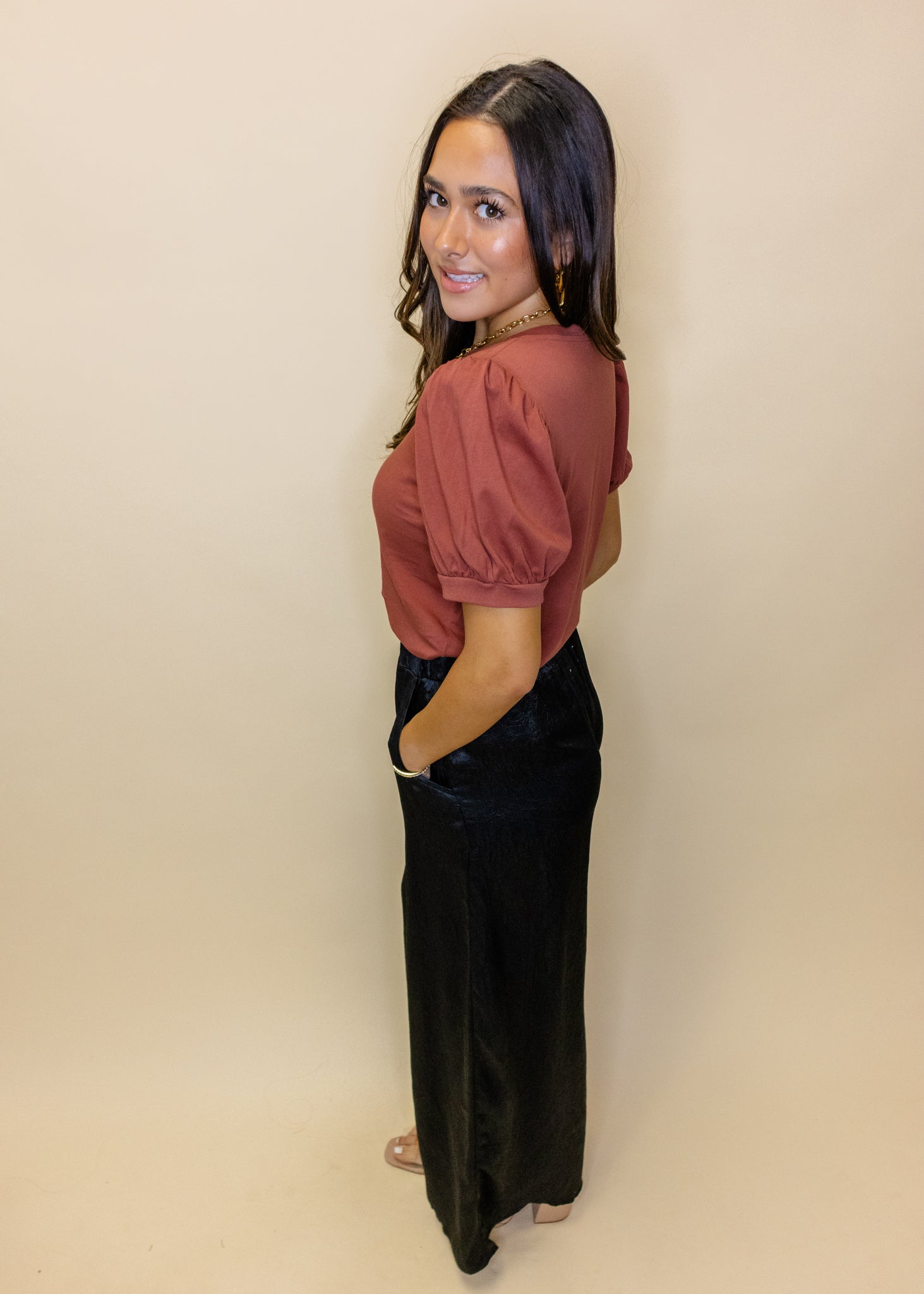 Black Satin Culotte Pants