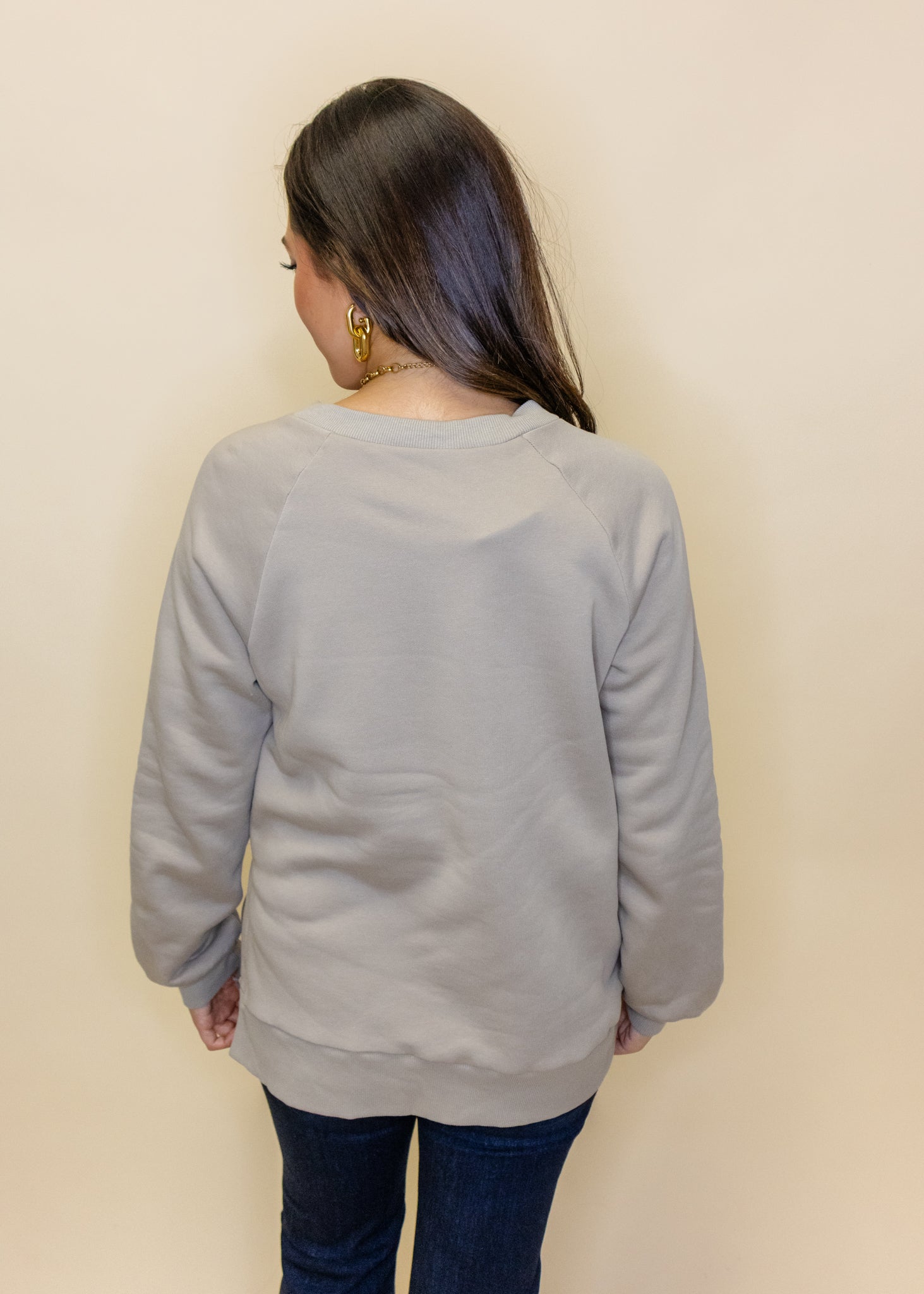 Taupe Fleece Asymmetrical Sweatshirt