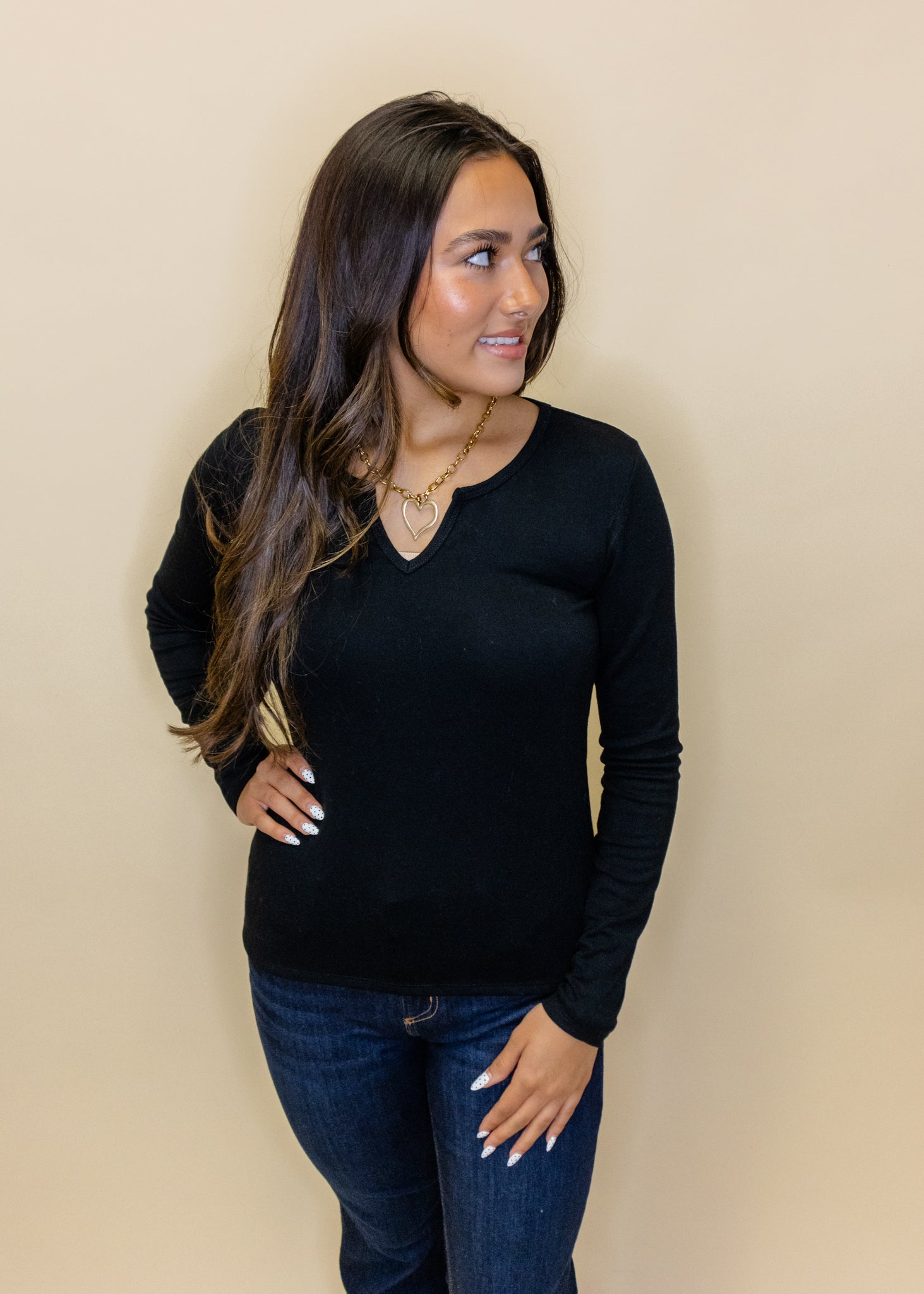 Long Sleeve Slit Top