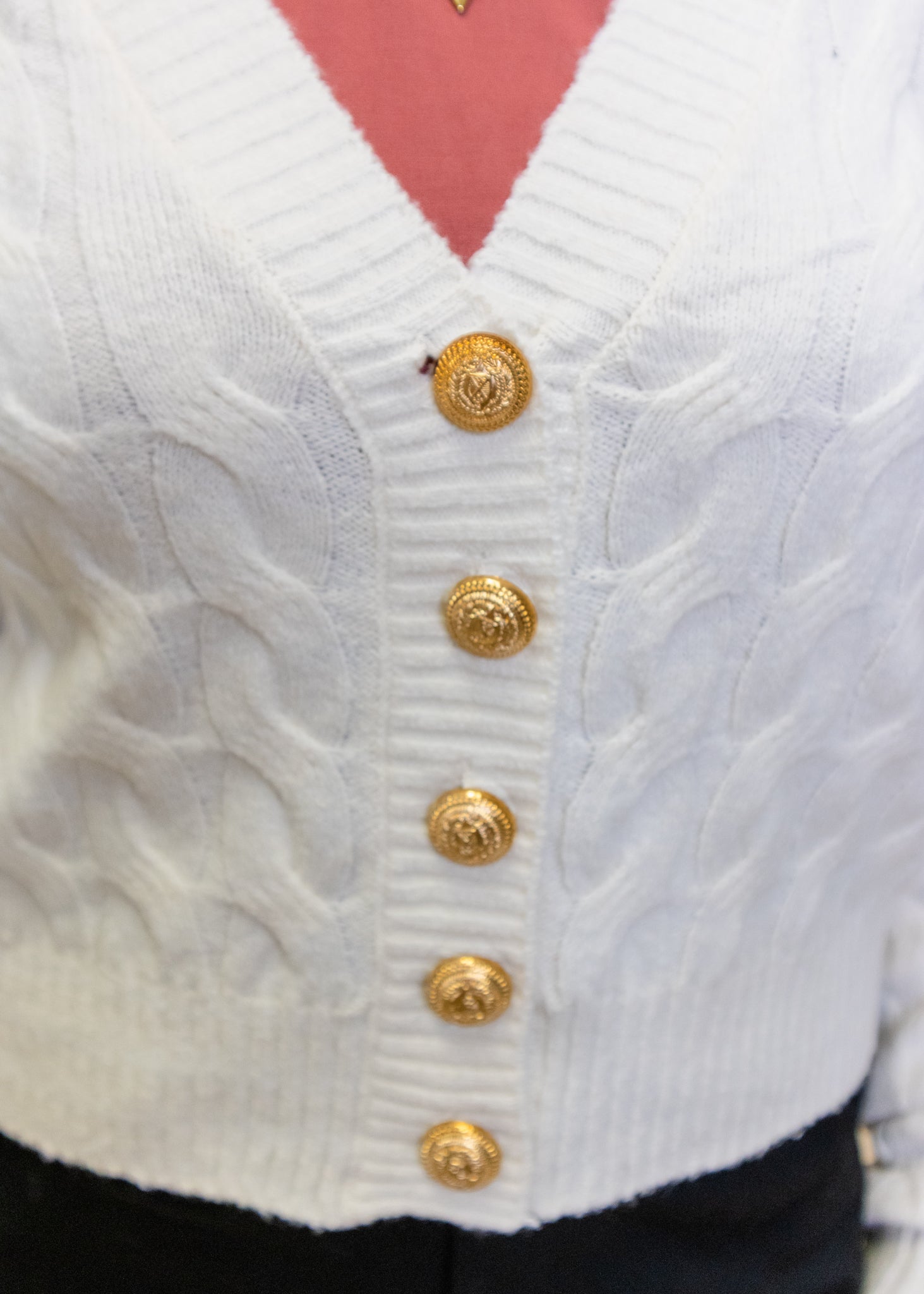 Cream Button Up Crop Cardigan