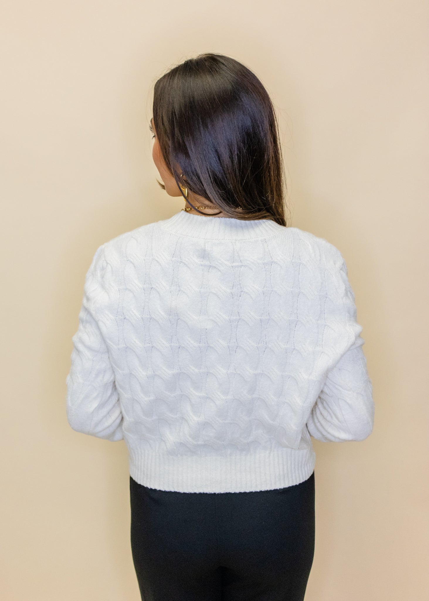 Cream Button Up Crop Cardigan