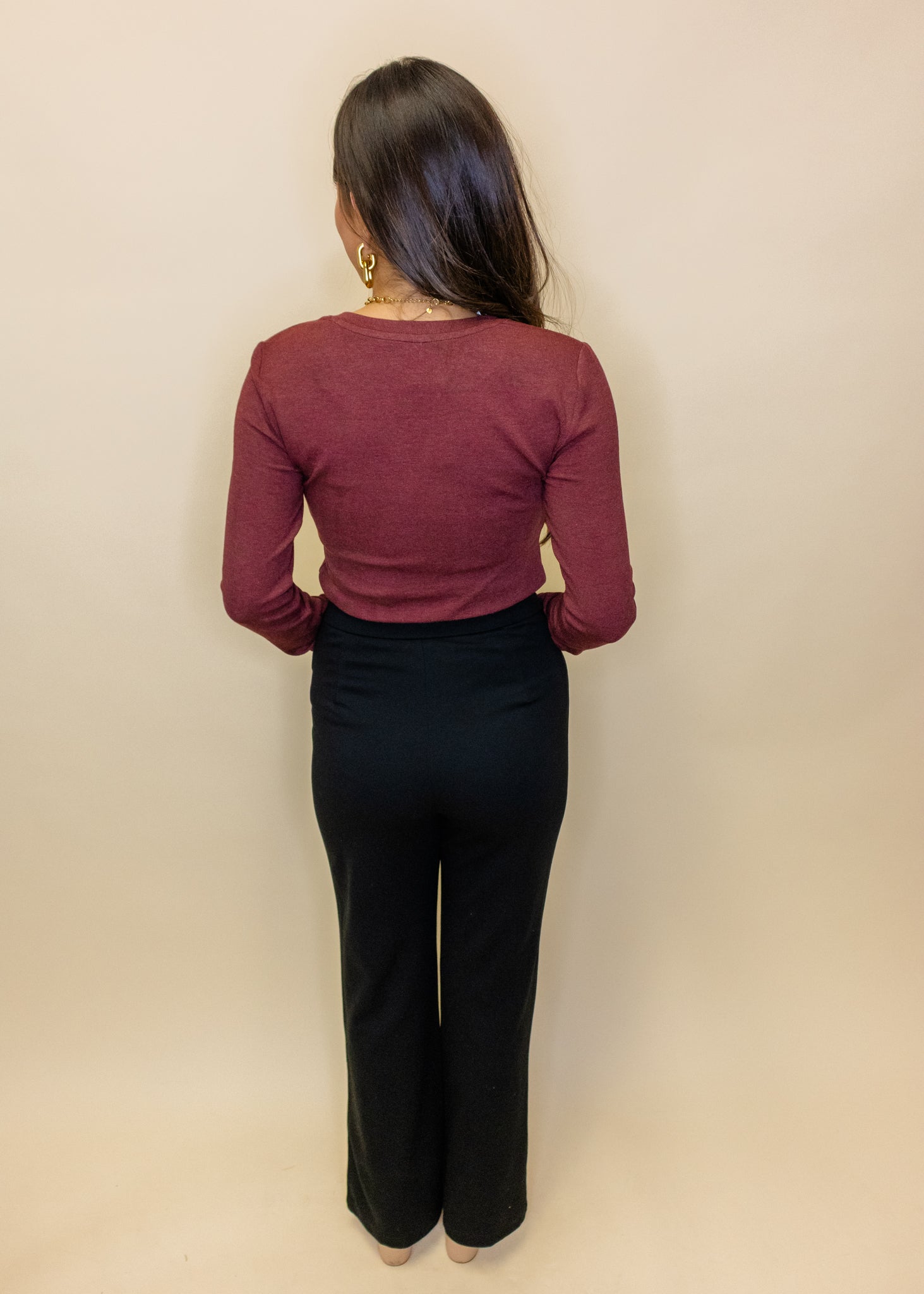 Black Solid Bootcut Pants