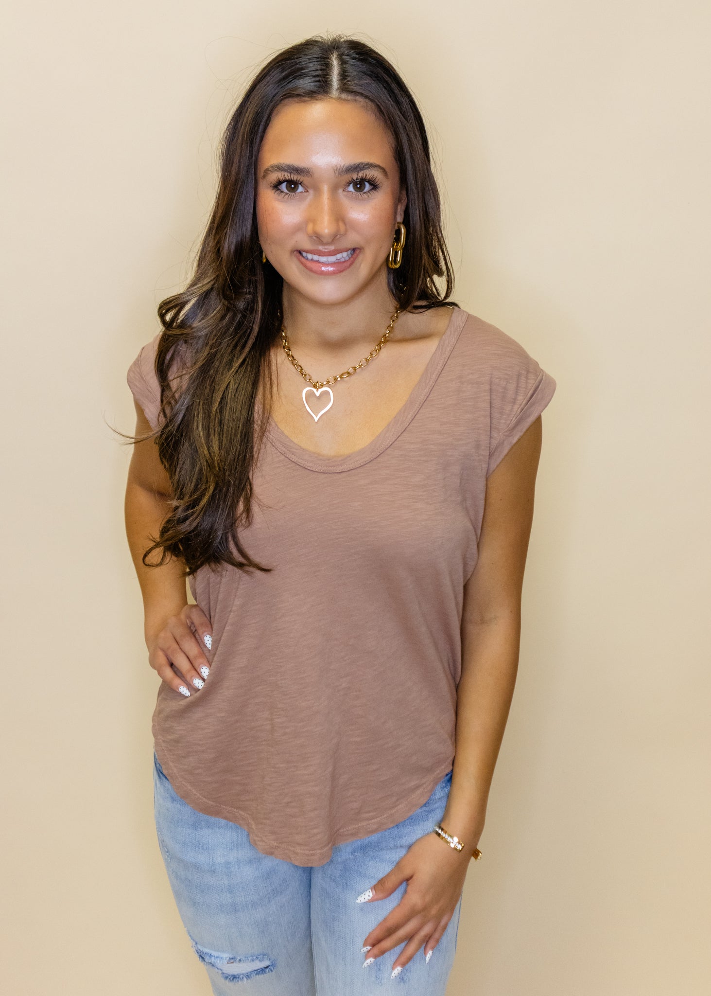 Marsala Slub Scoop Top