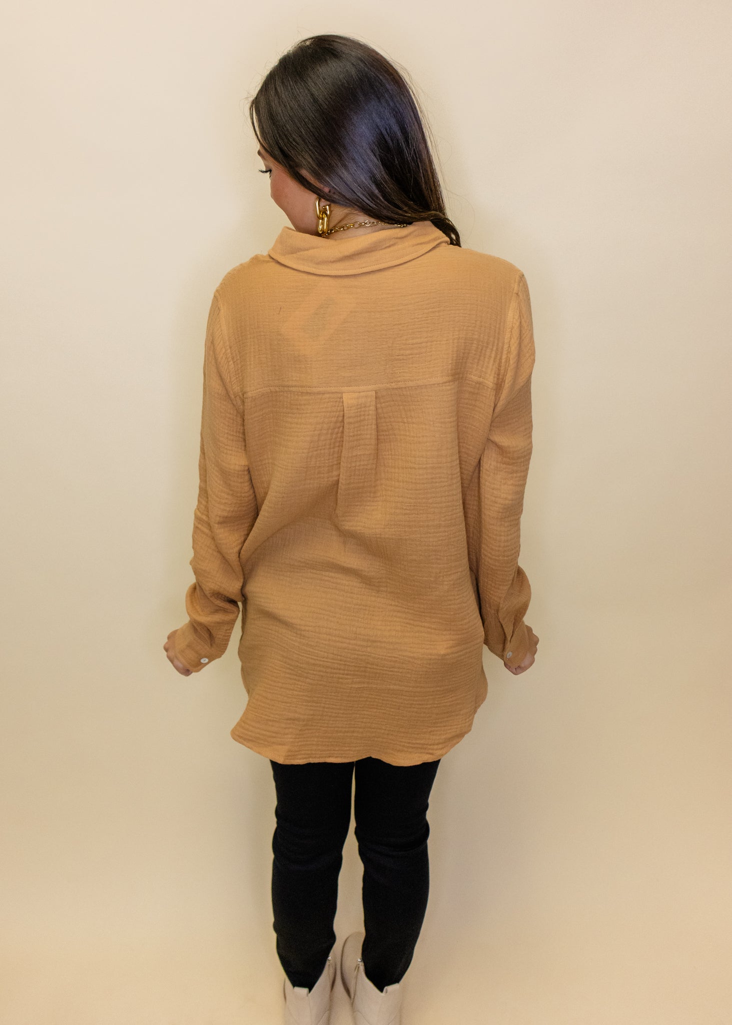 GInger Gauze Button Up Top