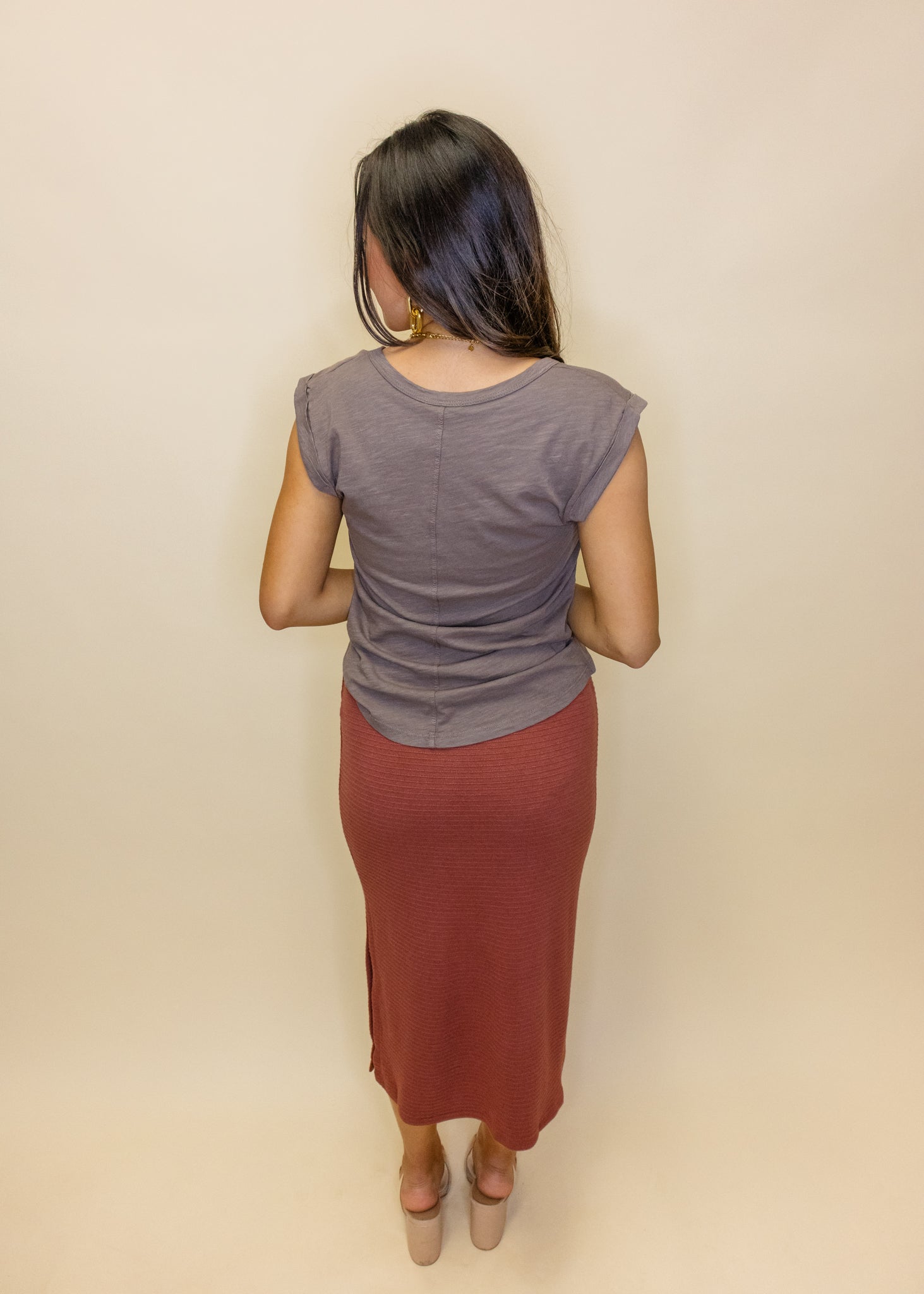 Marsala Textured Midi Skirt