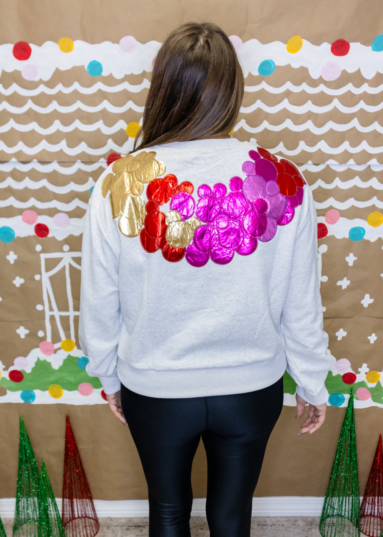 Grey Metallic Wreath Sweatshirt