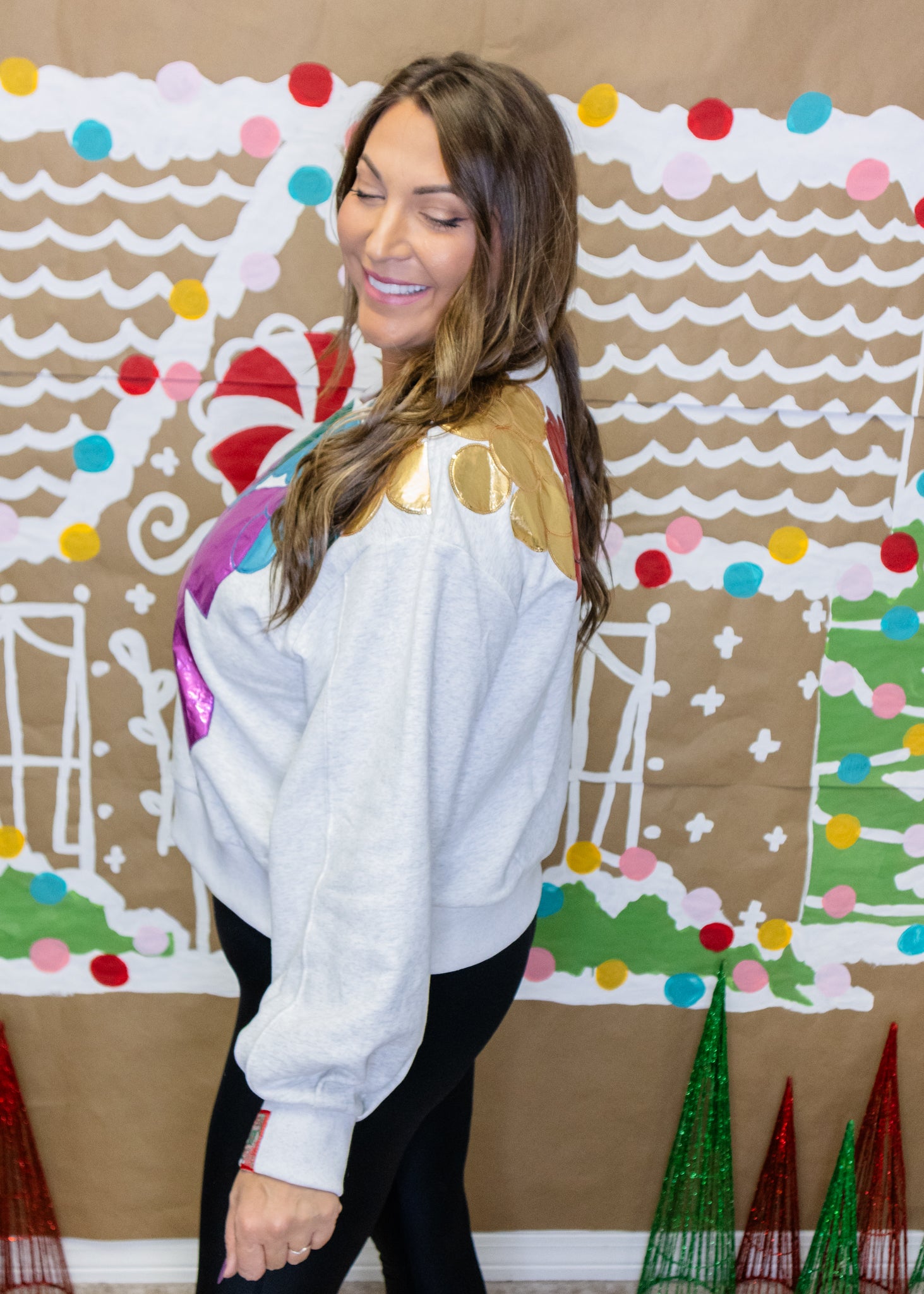 Grey Metallic Wreath Sweatshirt