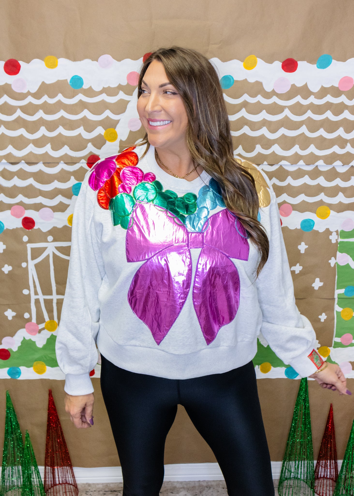 Grey Metallic Wreath Sweatshirt