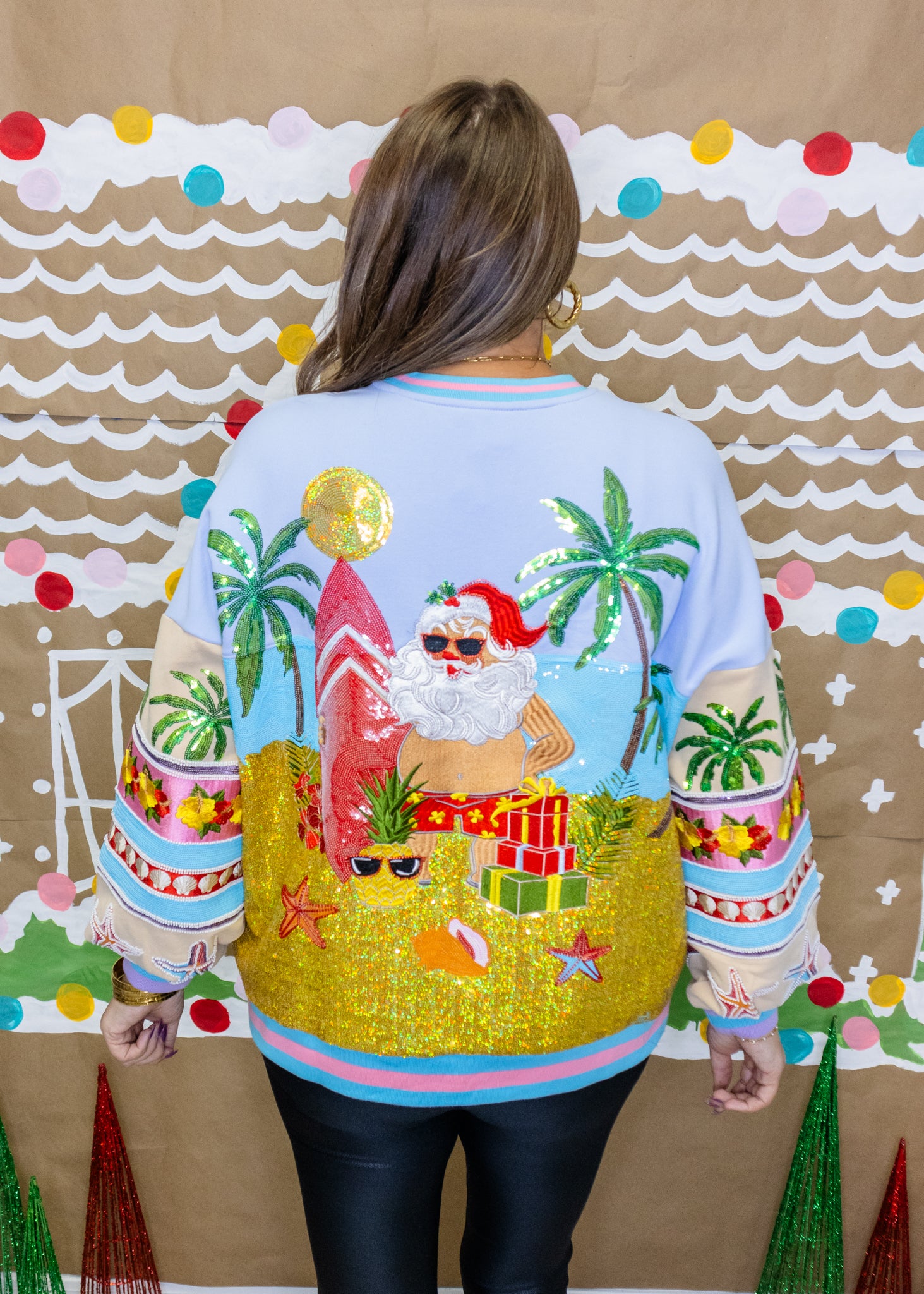 Multi Vintage Vacation Santa Sweatshirt