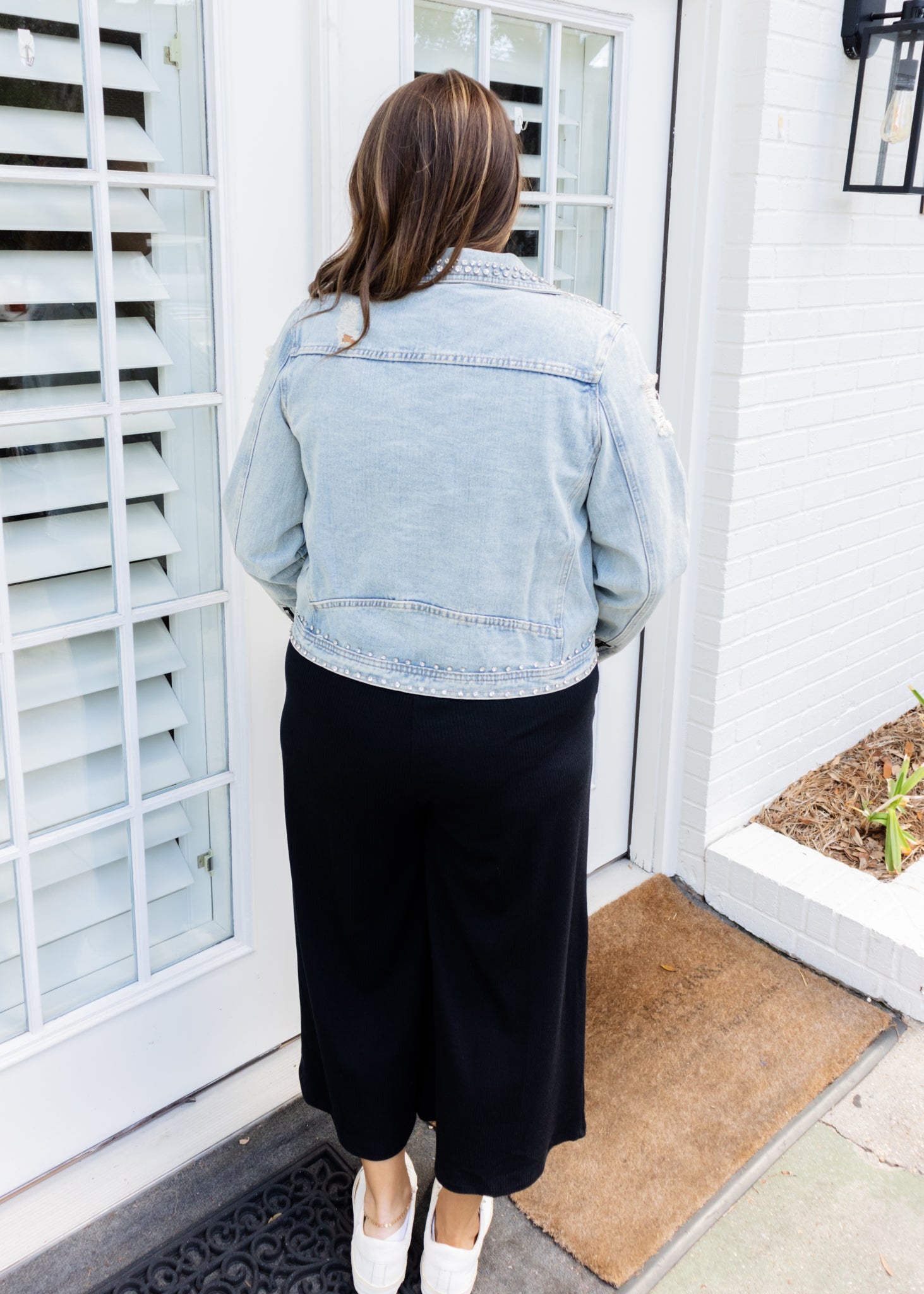 Rhinestone Denim Zipper Jacket