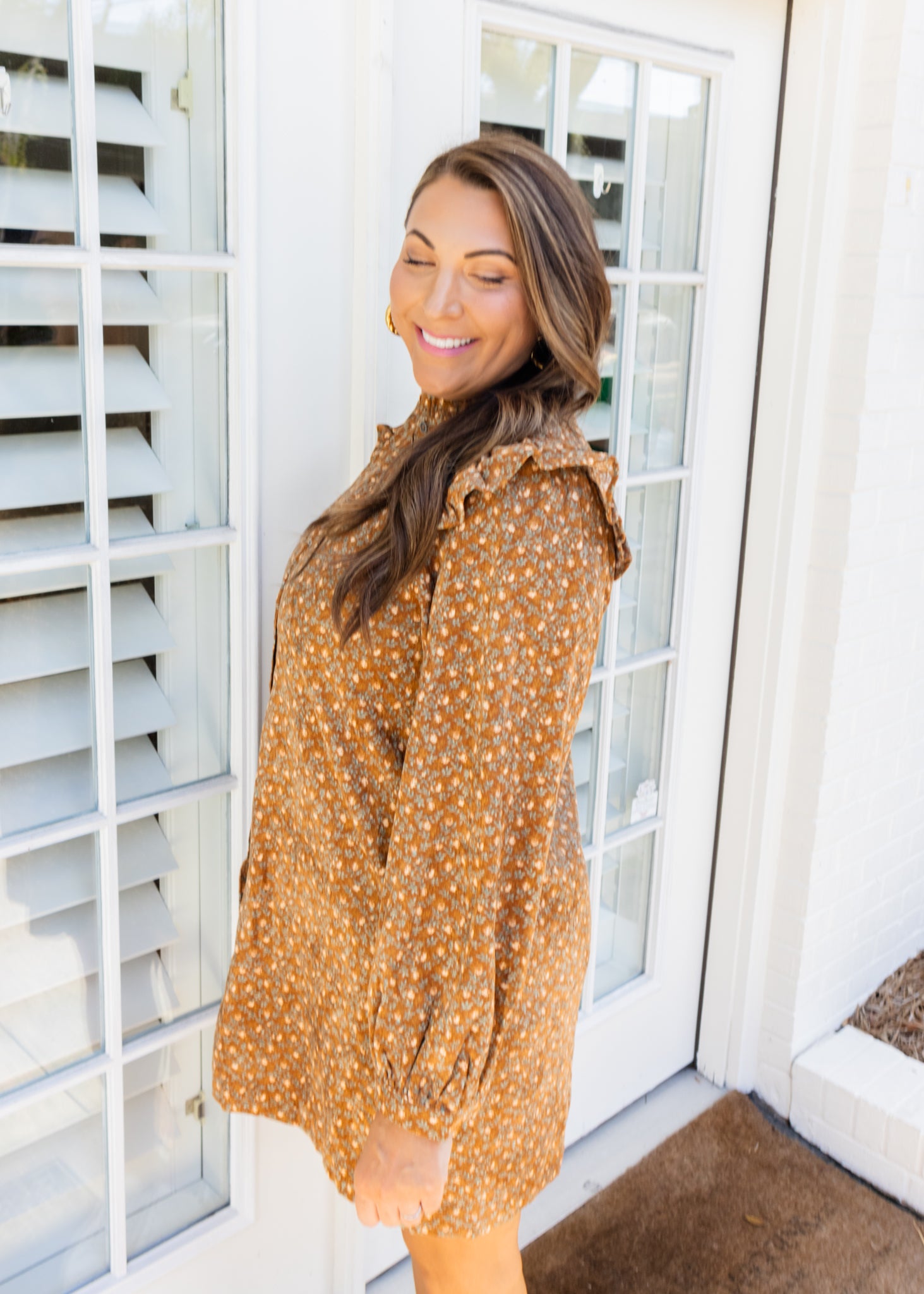 Toffee Floral Button Up Dress