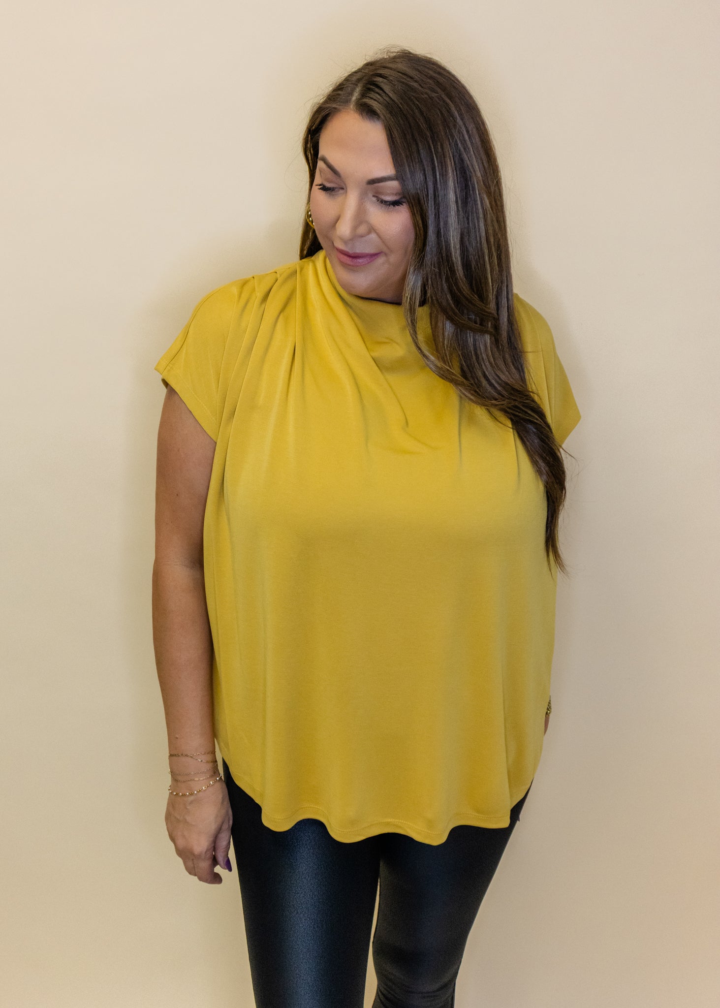 Citron Draped Flowy Top