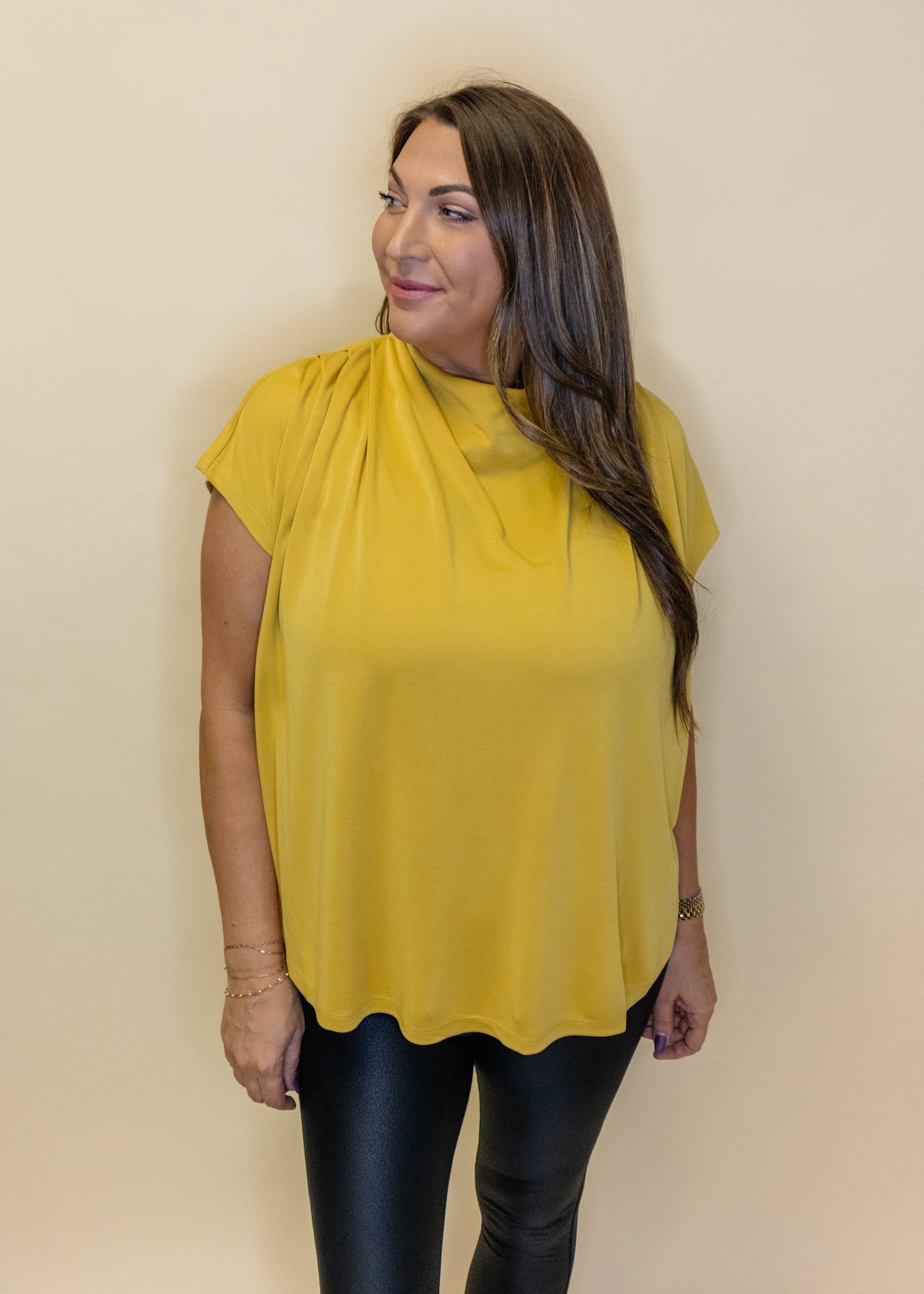 Citron Draped Flowy Top
